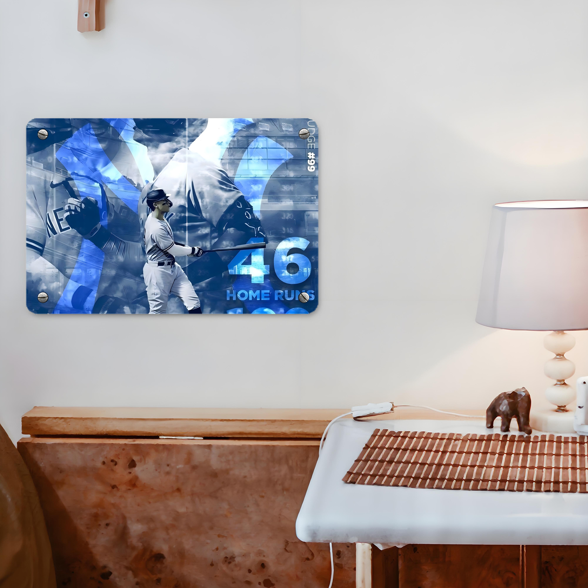 Aaron Judge 46 Home Runs Metal Tin Sign 12x8inch - Premium Full-Print Decorative Wall Art, Durable Rust-Resistant Metal Plaque For Living Room, Bedroom, Kitchen, Office, Bar Décor