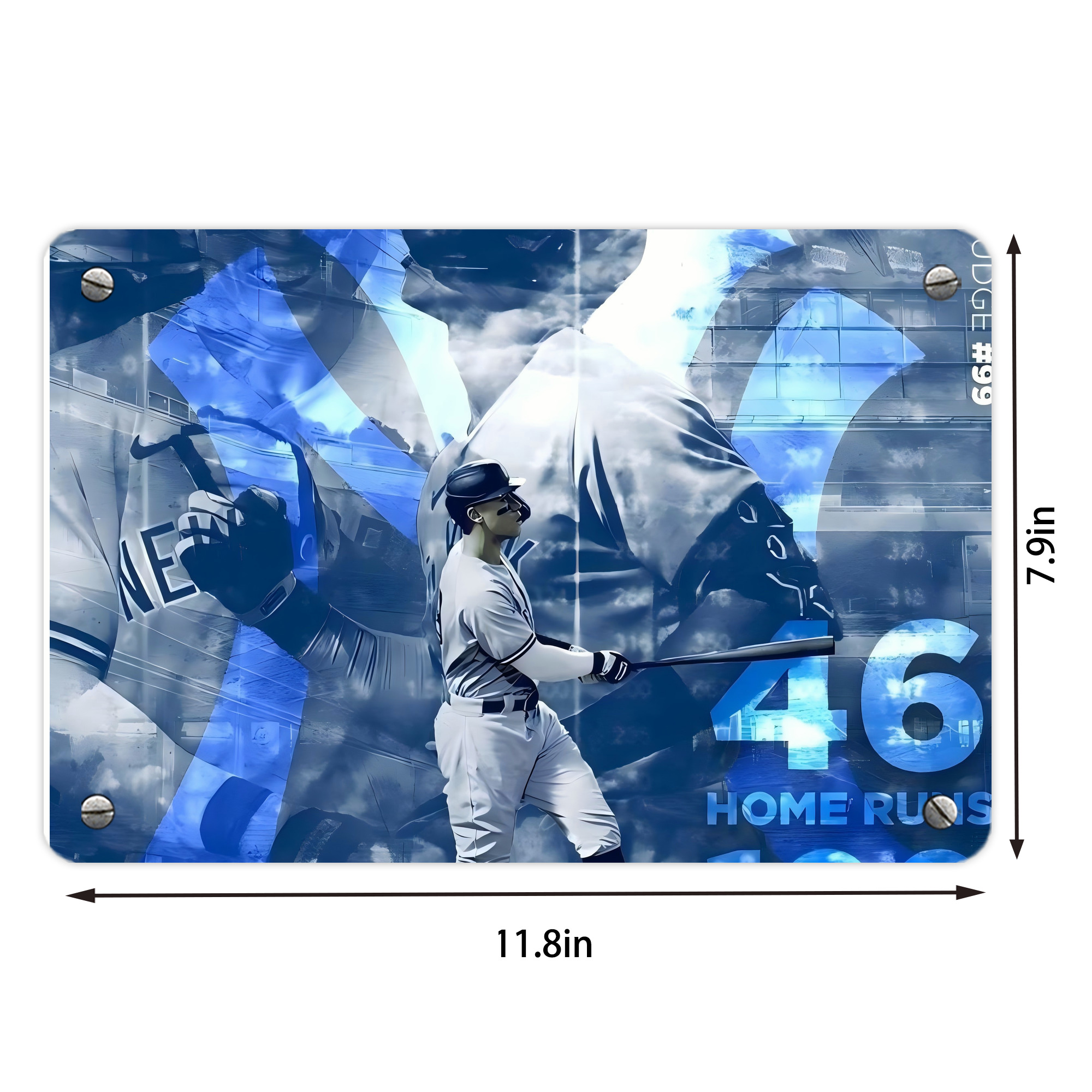 Aaron Judge 46 Home Runs Metal Tin Sign 12x8inch - Premium Full-Print Decorative Wall Art, Durable Rust-Resistant Metal Plaque For Living Room, Bedroom, Kitchen, Office, Bar Décor