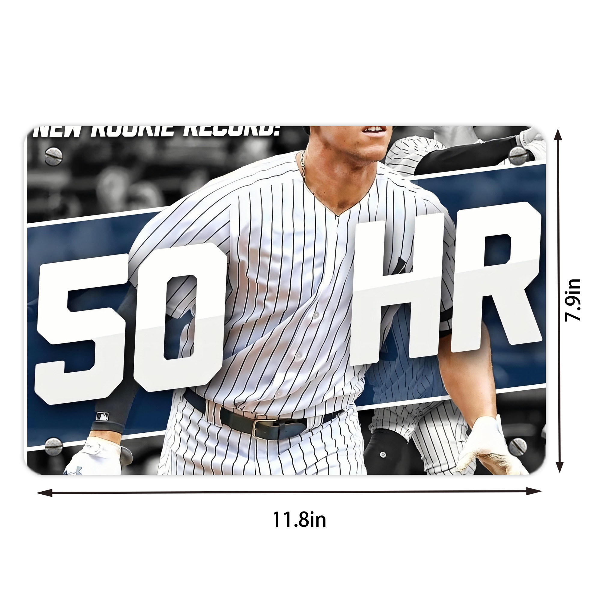 Aaron Judge 50 Home Runs 2 Metal Tin Sign 12x8inch - Premium Full-Print Decorative Wall Art, Durable Rust-Resistant Metal Plaque For Living Room, Bedroom, Kitchen, Office, Bar Décor