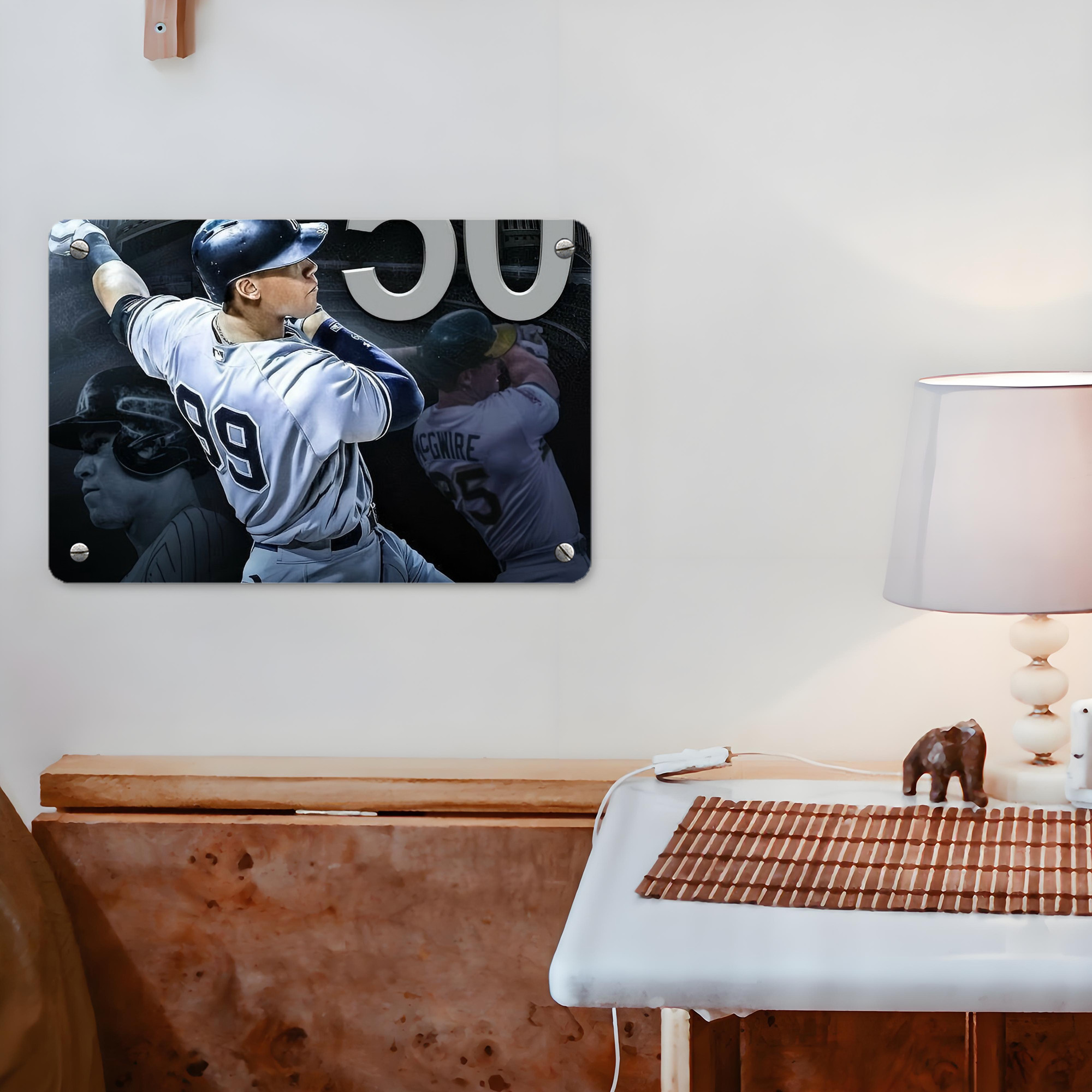 Aaron Judge 50 Home Runs 6 Metal Tin Sign 12x8inch - Premium Full-Print Decorative Wall Art, Durable Rust-Resistant Metal Plaque For Living Room, Bedroom, Kitchen, Office, Bar Décor