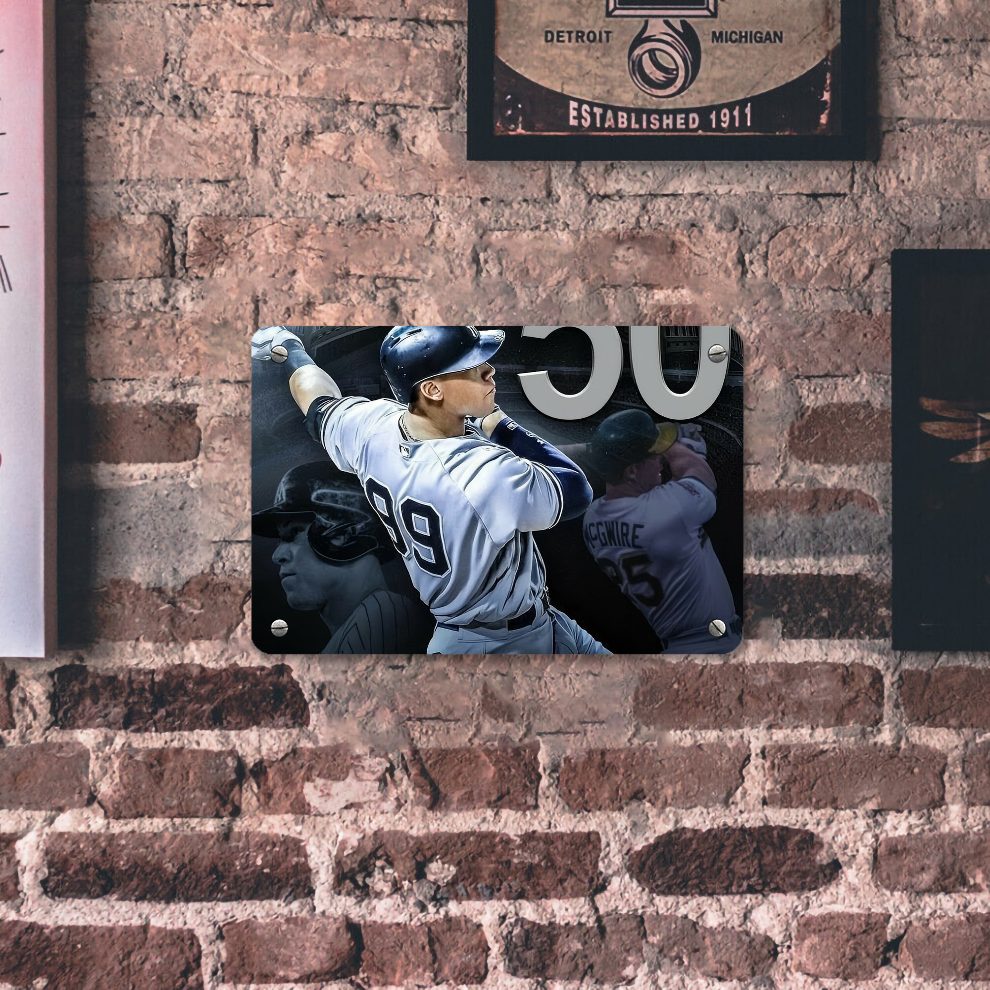 Aaron Judge 50 Home Runs 6 Metal Tin Sign 12x8inch - Premium Full-Print Decorative Wall Art, Durable Rust-Resistant Metal Plaque For Living Room, Bedroom, Kitchen, Office, Bar Décor