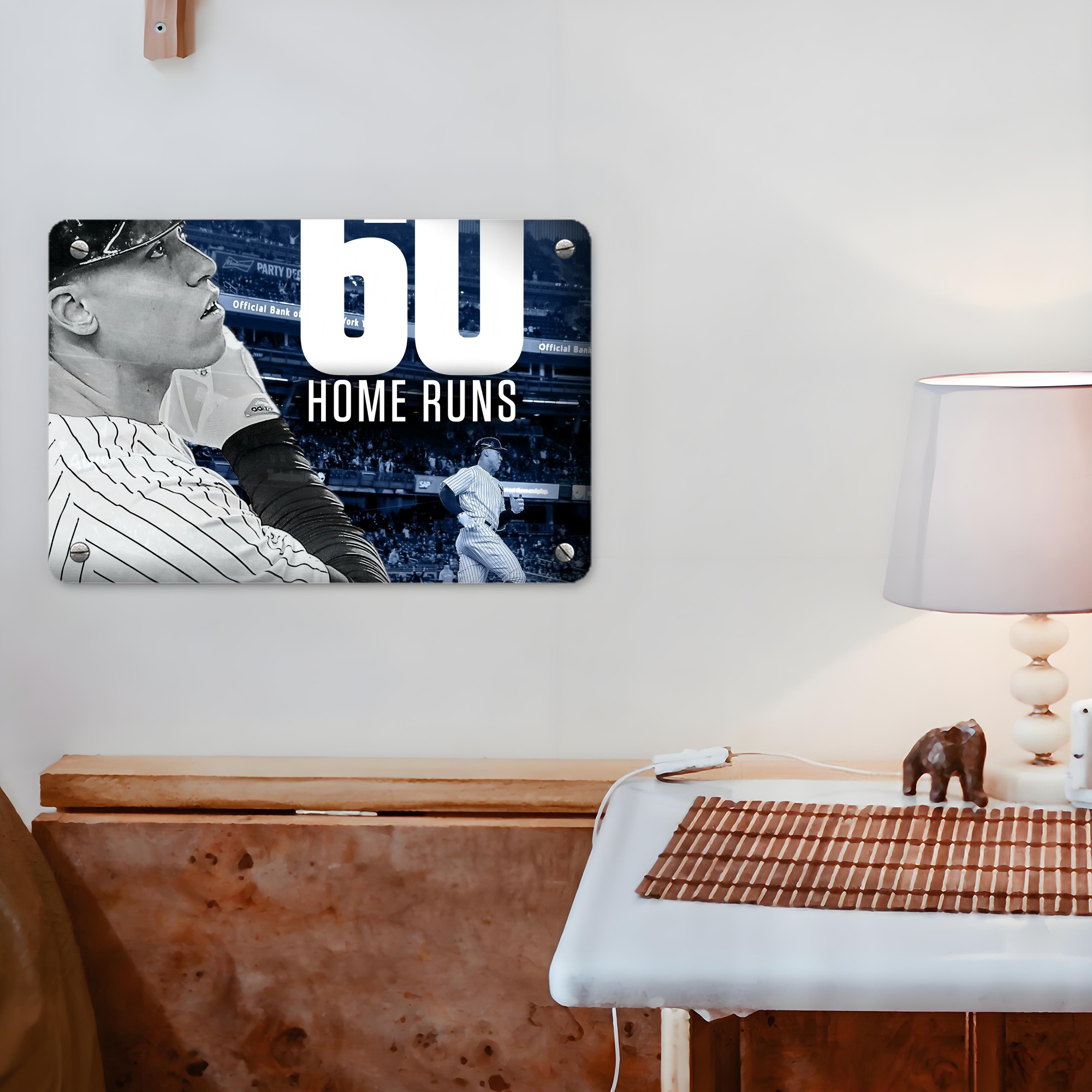 Aaron Judge 60 Home Runs 1 Metal Tin Sign 12x8inch - Premium Full-Print Decorative Wall Art, Durable Rust-Resistant Metal Plaque For Living Room, Bedroom, Kitchen, Office, Bar Décor