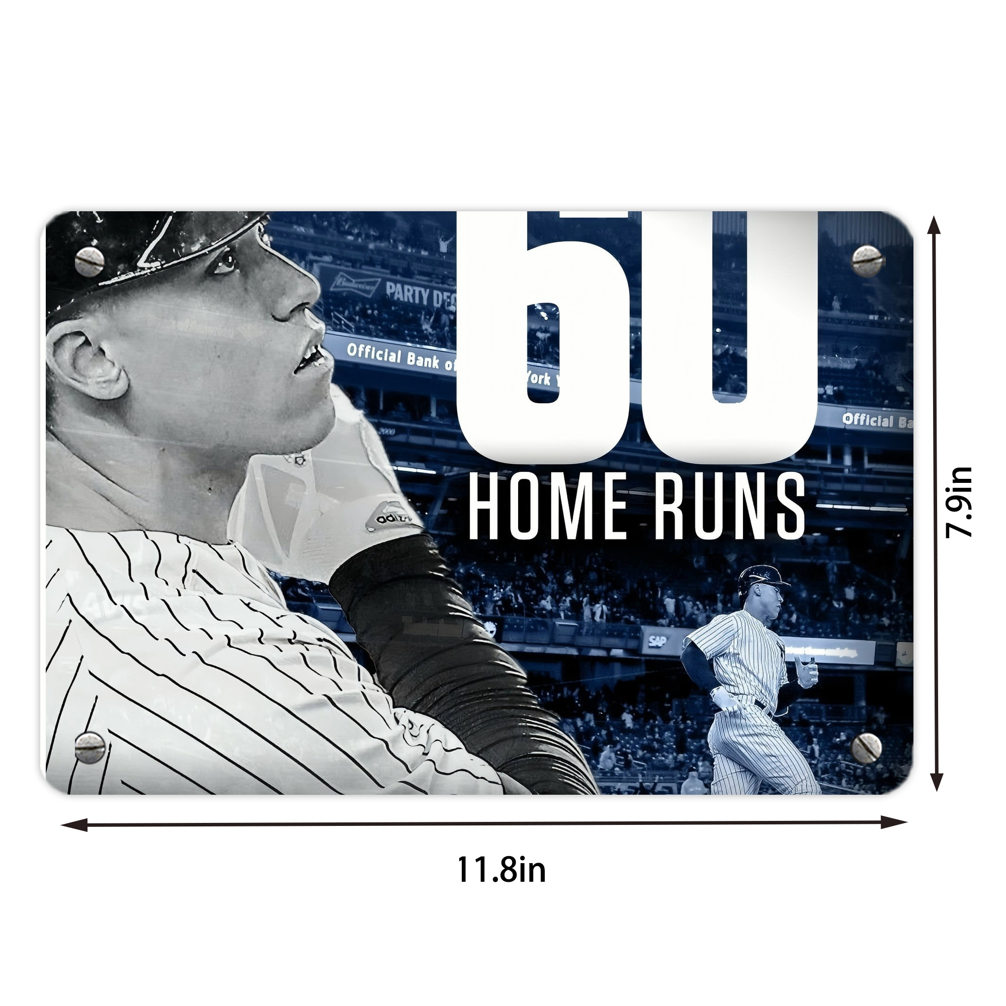 Aaron Judge 60 Home Runs 1 Metal Tin Sign 12x8inch - Premium Full-Print Decorative Wall Art, Durable Rust-Resistant Metal Plaque For Living Room, Bedroom, Kitchen, Office, Bar Décor