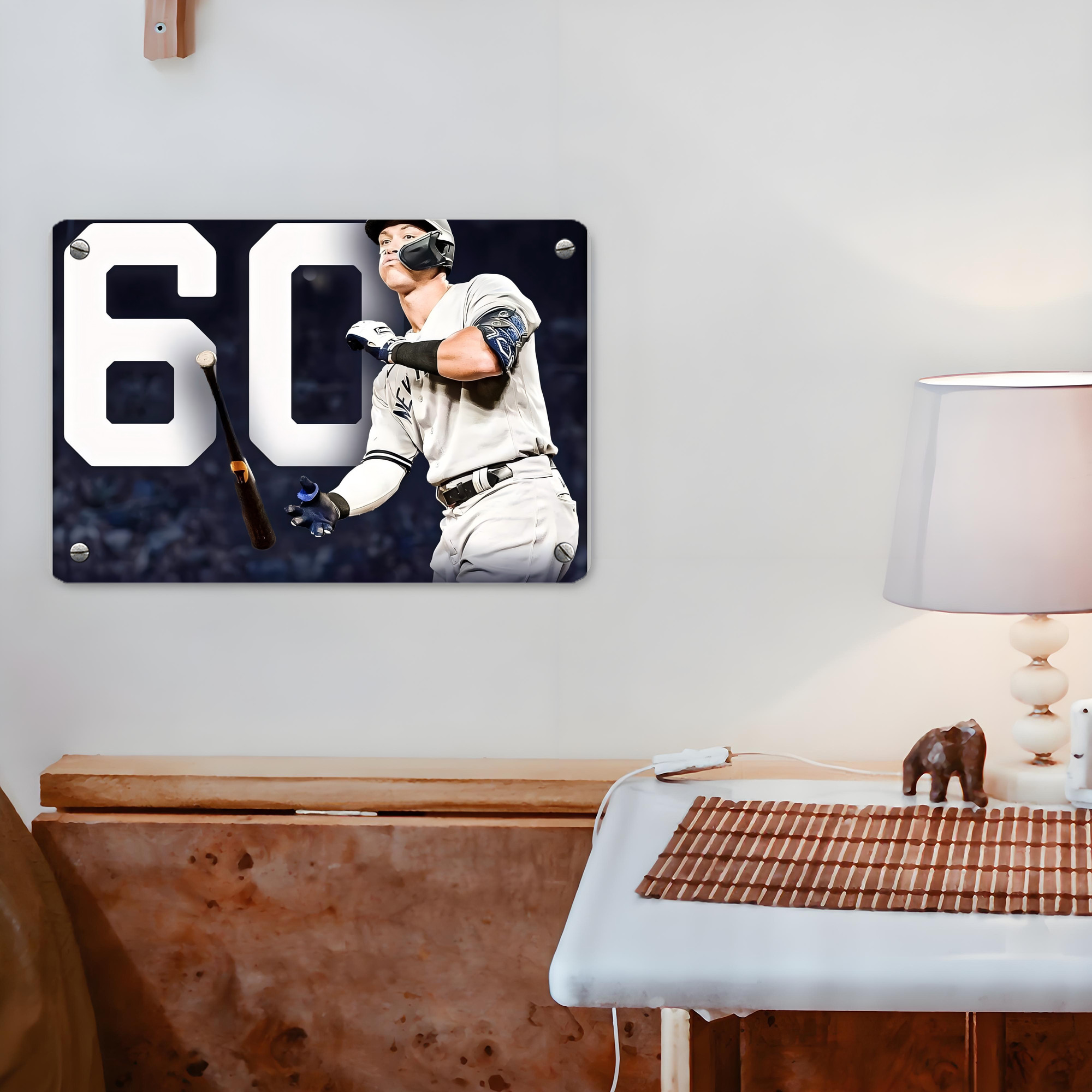 Aaron Judge 60 Home Runs 4 Metal Tin Sign 12x8inch - Premium Full-Print Decorative Wall Art, Durable Rust-Resistant Metal Plaque For Living Room, Bedroom, Kitchen, Office, Bar Décor