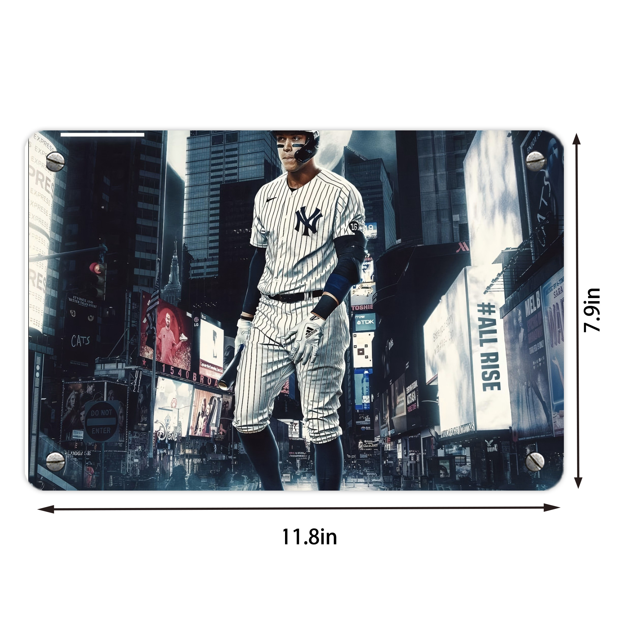 Aaron Judge 60 Home Runs 6 Metal Tin Sign 12x8inch - Premium Full-Print Decorative Wall Art, Durable Rust-Resistant Metal Plaque For Living Room, Bedroom, Kitchen, Office, Bar Décor