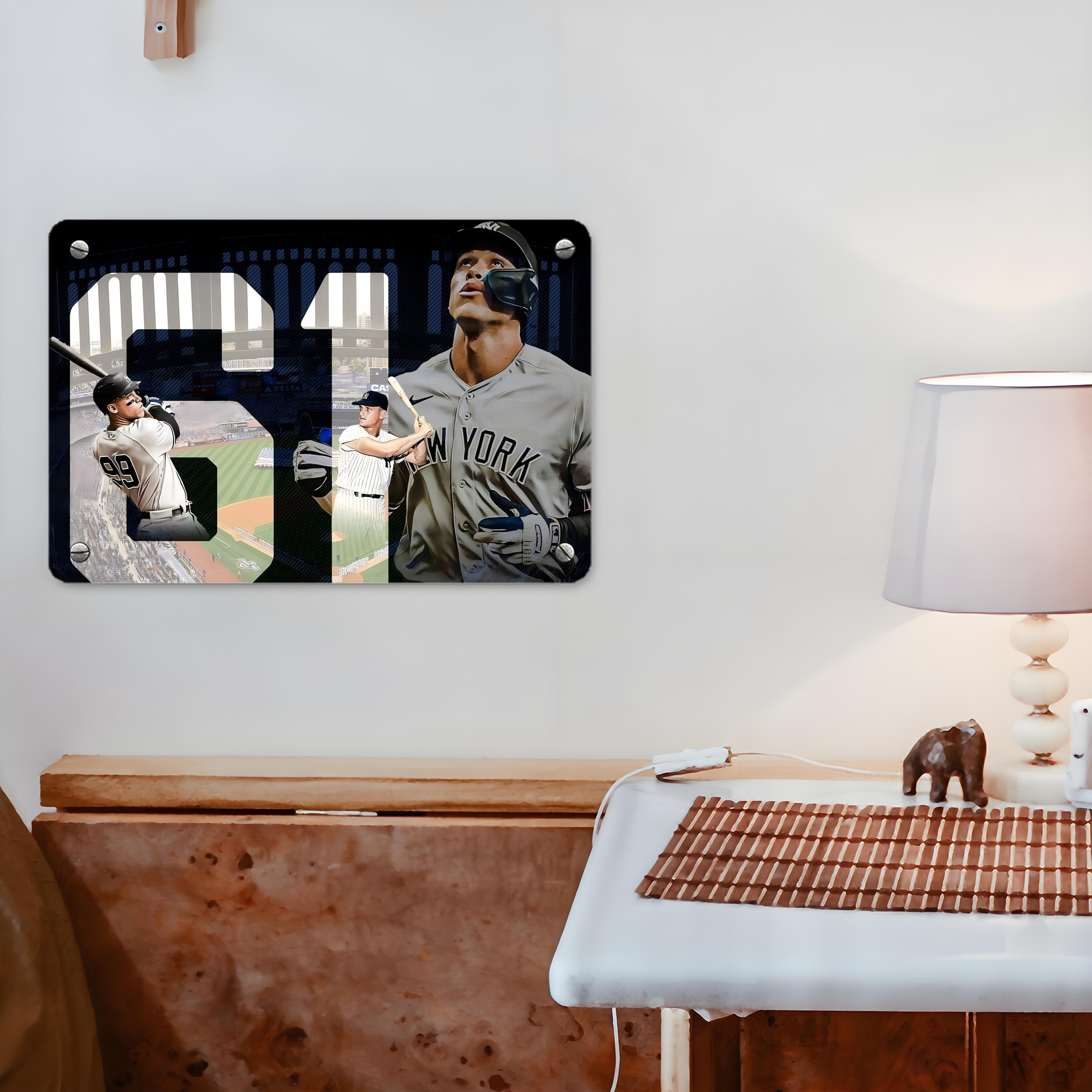 Aaron Judge 61 Home Runs 1 Metal Tin Sign 12x8inch - Premium Full-Print Decorative Wall Art, Durable Rust-Resistant Metal Plaque For Living Room, Bedroom, Kitchen, Office, Bar Décor