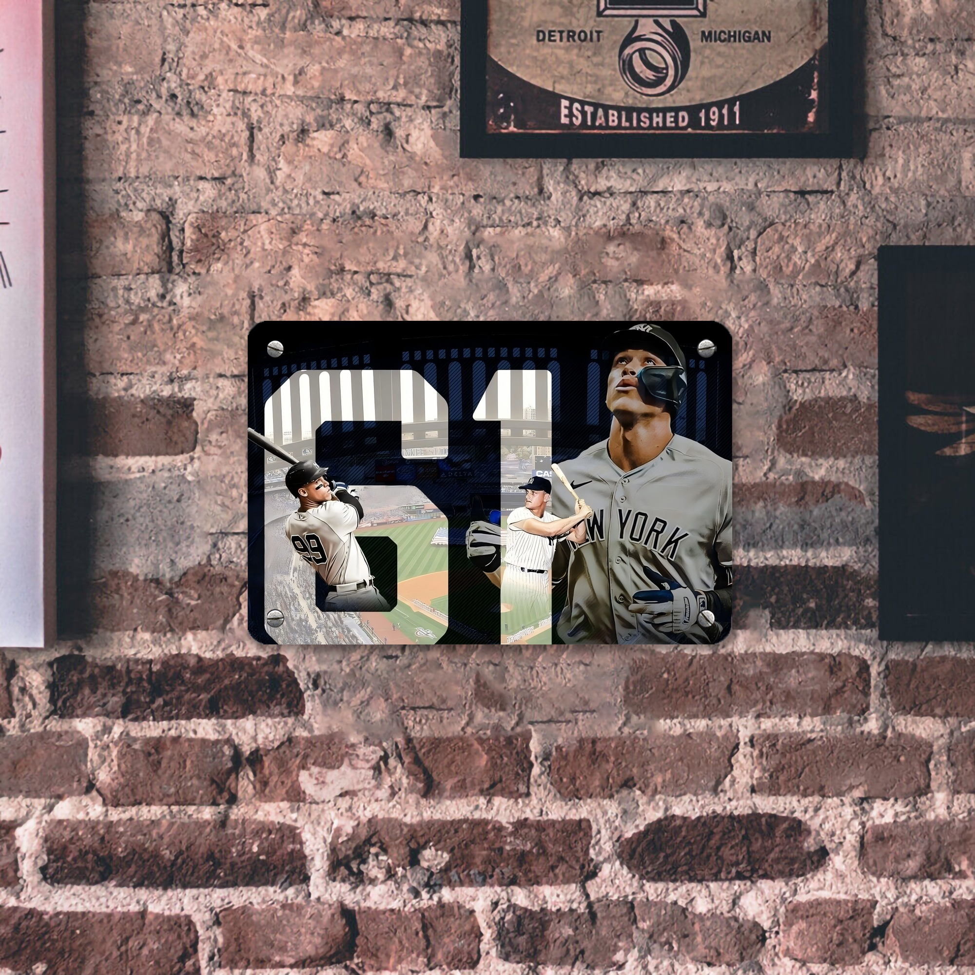 Aaron Judge 61 Home Runs 1 Metal Tin Sign 12x8inch - Premium Full-Print Decorative Wall Art, Durable Rust-Resistant Metal Plaque For Living Room, Bedroom, Kitchen, Office, Bar Décor