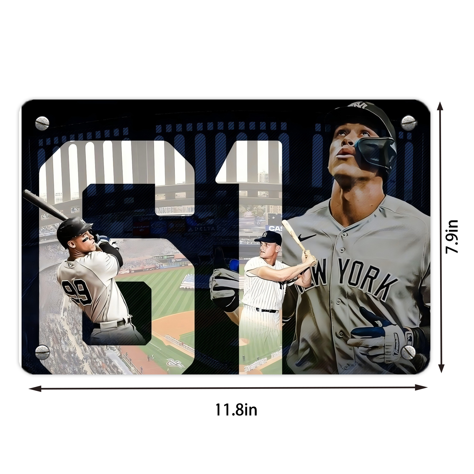 Aaron Judge 61 Home Runs 1 Metal Tin Sign 12x8inch - Premium Full-Print Decorative Wall Art, Durable Rust-Resistant Metal Plaque For Living Room, Bedroom, Kitchen, Office, Bar Décor