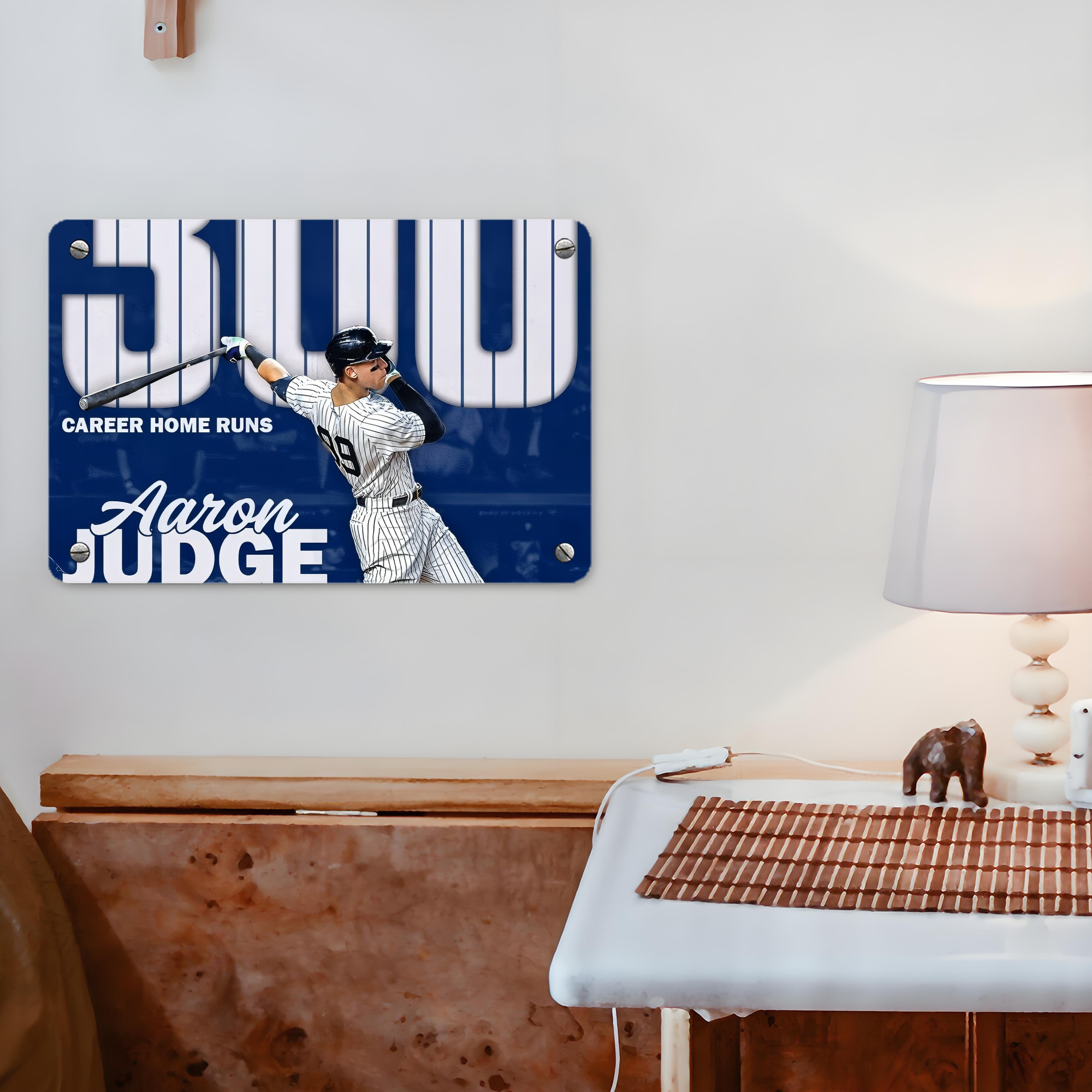 Aaron Judge 300 Home Runs Metal Tin Sign 12x8inch - Premium Full-Print Decorative Wall Art, Durable Rust-Resistant Metal Plaque For Living Room, Bedroom, Kitchen, Office, Bar Décor