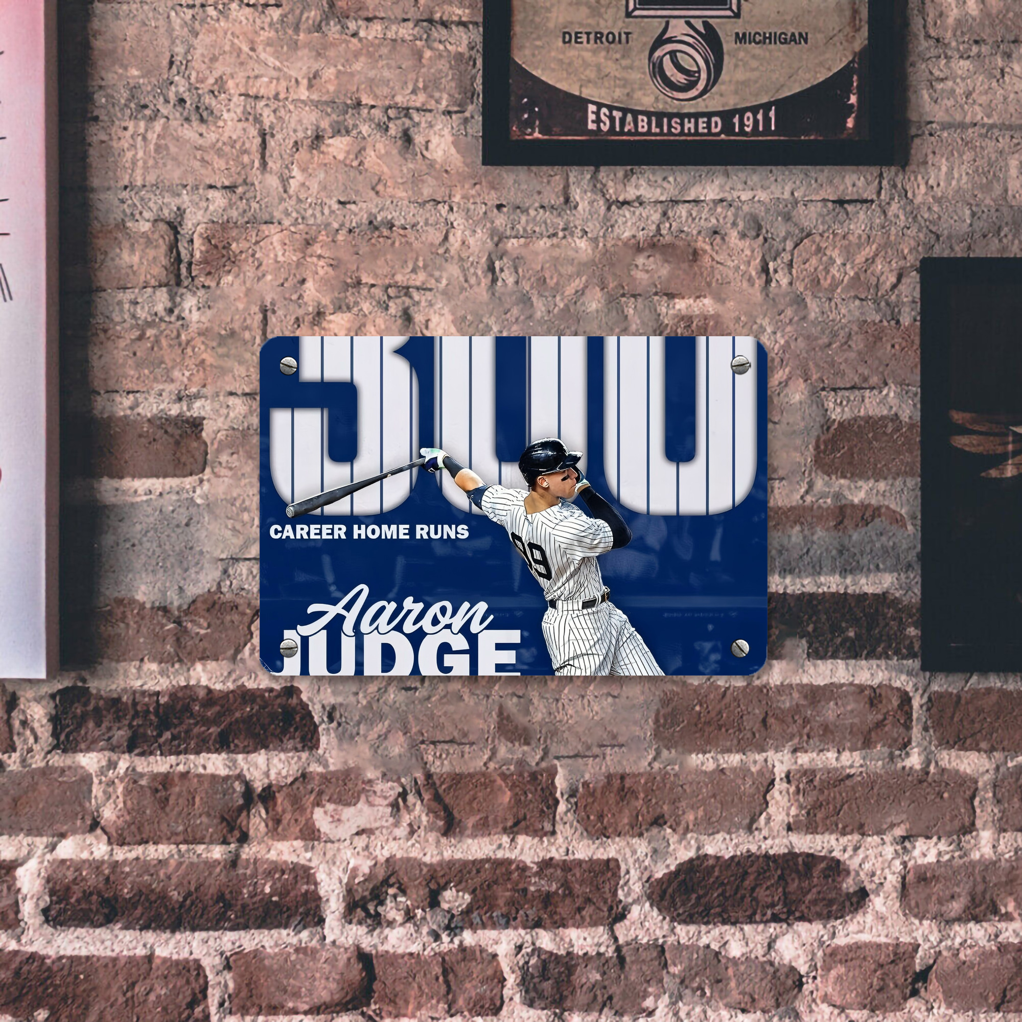 Aaron Judge 300 Home Runs Metal Tin Sign 12x8inch - Premium Full-Print Decorative Wall Art, Durable Rust-Resistant Metal Plaque For Living Room, Bedroom, Kitchen, Office, Bar Décor