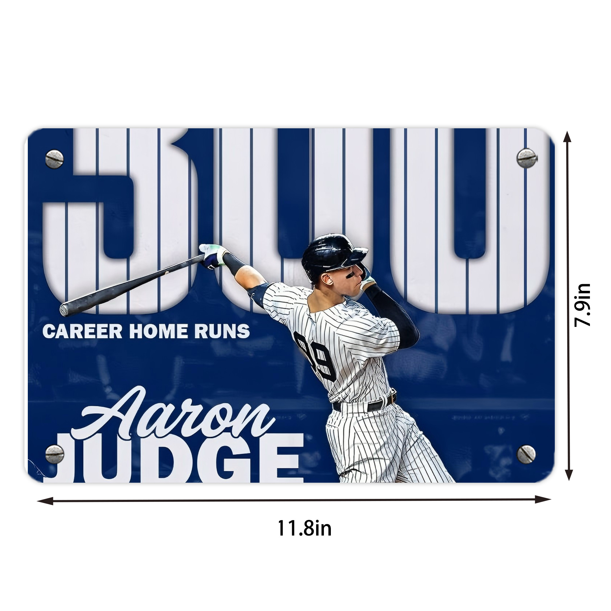 Aaron Judge 300 Home Runs Metal Tin Sign 12x8inch - Premium Full-Print Decorative Wall Art, Durable Rust-Resistant Metal Plaque For Living Room, Bedroom, Kitchen, Office, Bar Décor