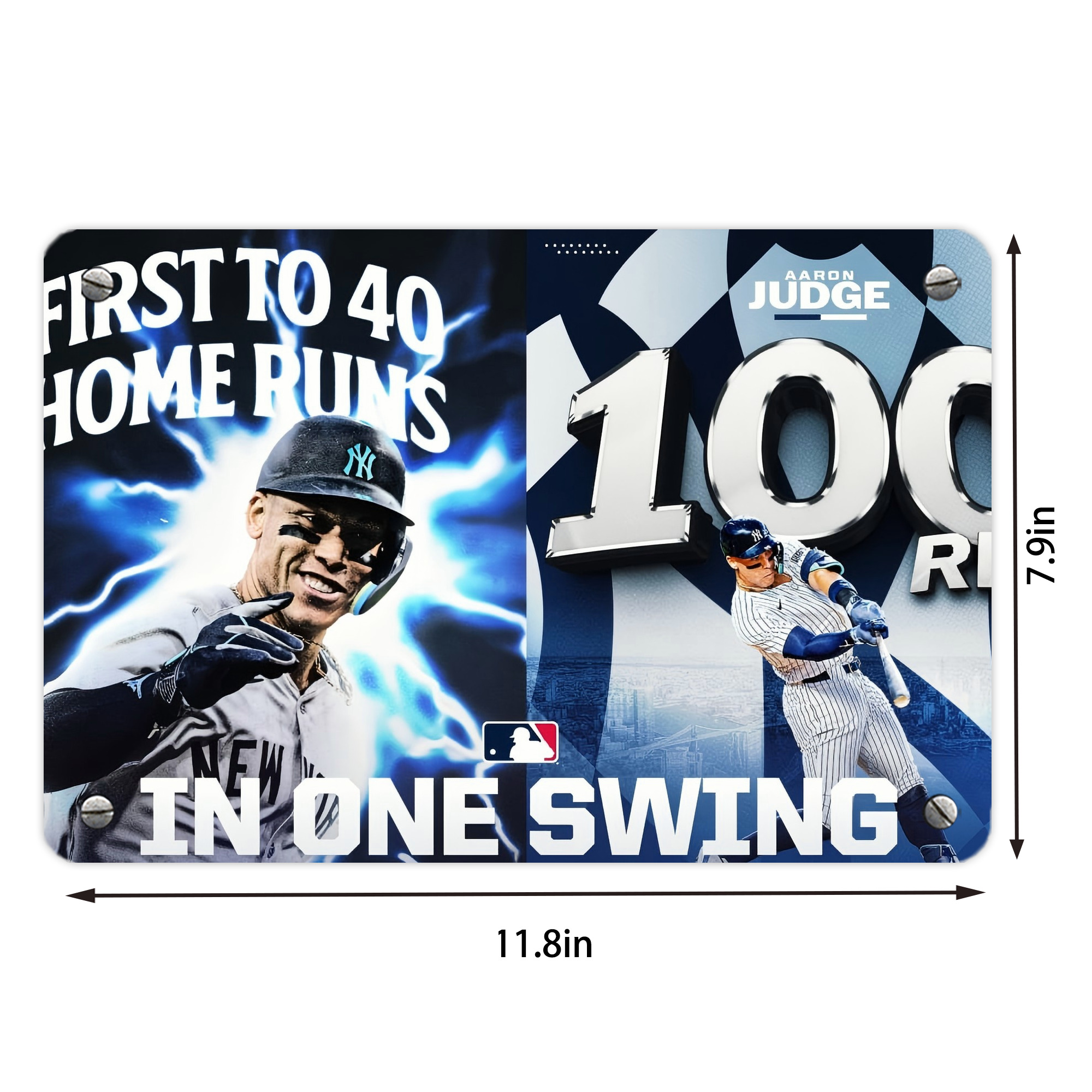 Aaron Judge First to 40 Home Runs In One Swing Metal Tin Sign 12x8inch - Premium Full-Print Decorative Wall Art, Durable Rust-Resistant Metal Plaque For Living Room, Bedroom, Kitchen, Office, Bar Décor