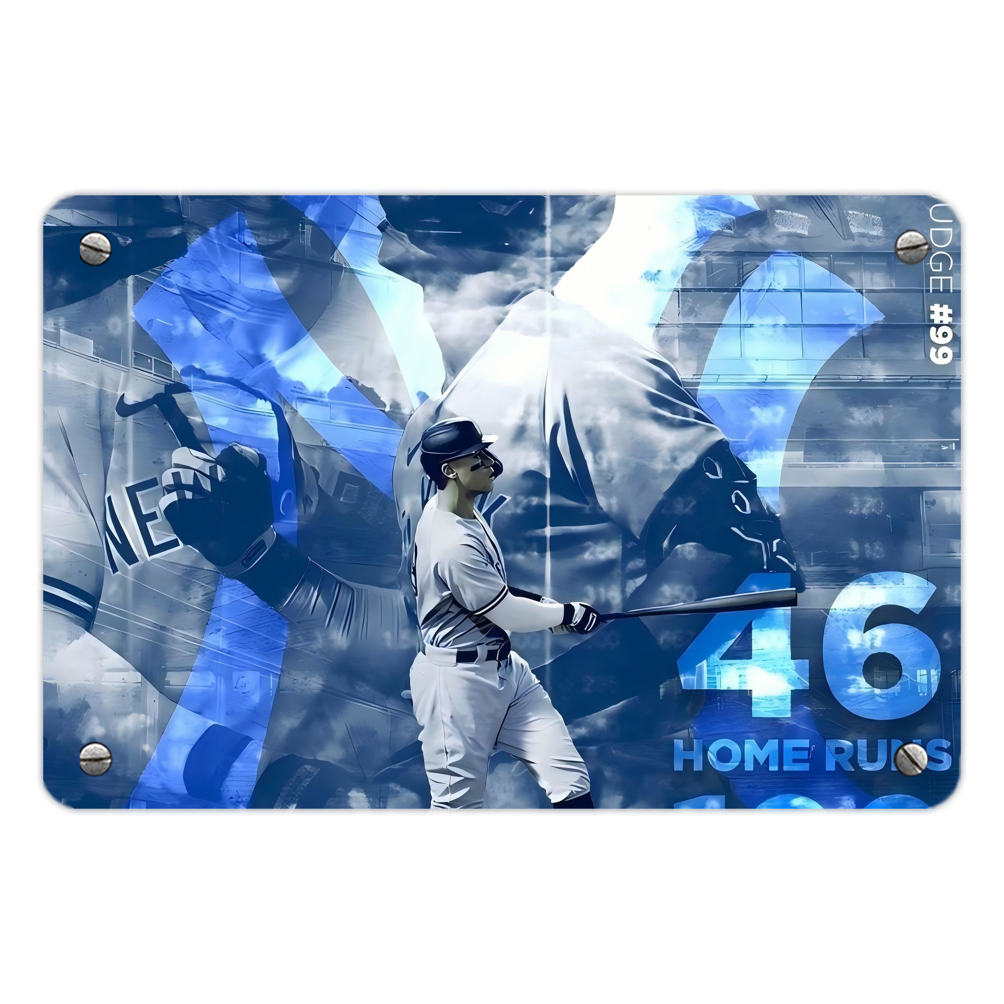 Aaron Judge 46 Home Runs Metal Tin Sign 12x8inch - Premium Full-Print Decorative Wall Art, Durable Rust-Resistant Metal Plaque For Living Room, Bedroom, Kitchen, Office, Bar Décor