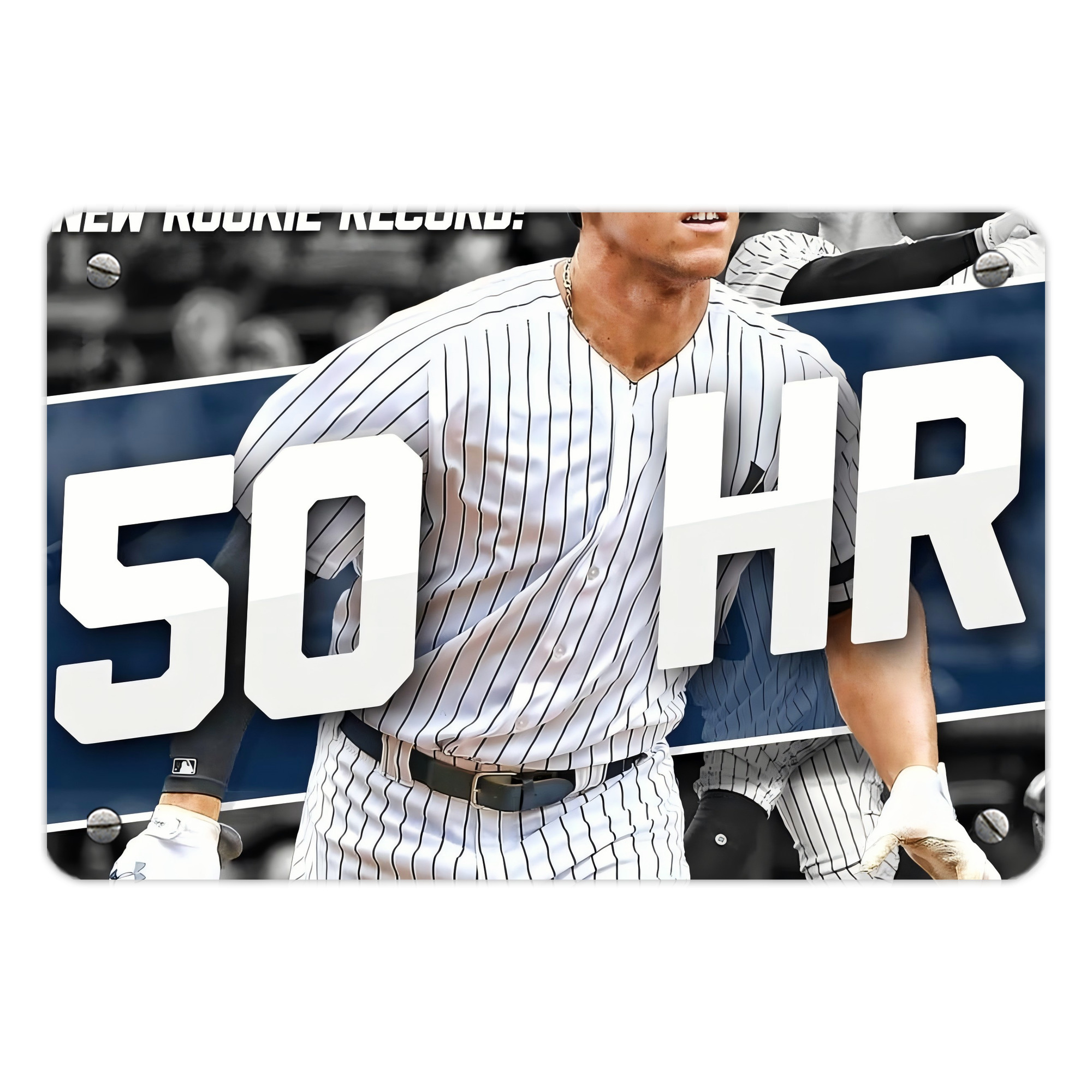 Aaron Judge 50 Home Runs 2 Metal Tin Sign 12x8inch - Premium Full-Print Decorative Wall Art, Durable Rust-Resistant Metal Plaque For Living Room, Bedroom, Kitchen, Office, Bar Décor