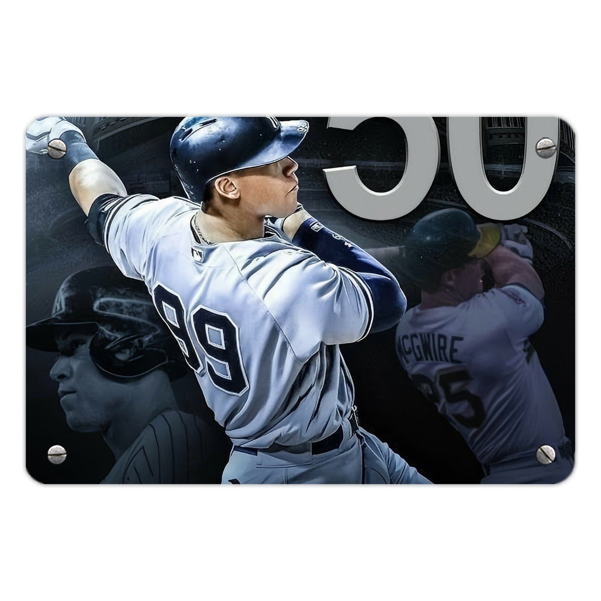 Aaron Judge 50 Home Runs 6 Metal Tin Sign 12x8inch - Premium Full-Print Decorative Wall Art, Durable Rust-Resistant Metal Plaque For Living Room, Bedroom, Kitchen, Office, Bar Décor