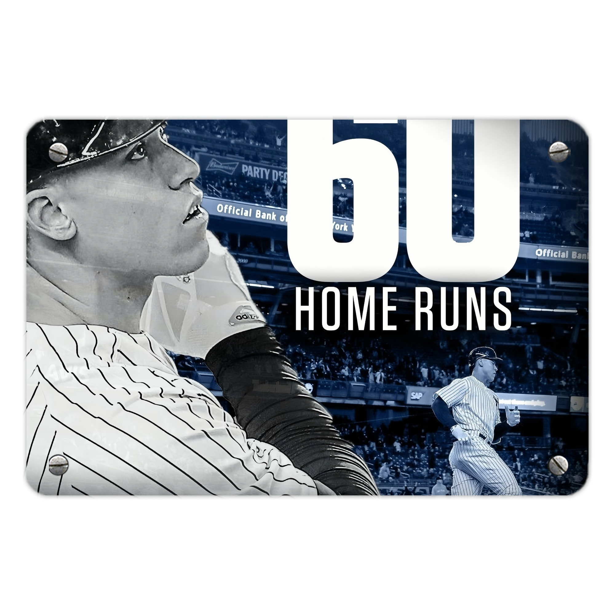 Aaron Judge 60 Home Runs 1 Metal Tin Sign 12x8inch - Premium Full-Print Decorative Wall Art, Durable Rust-Resistant Metal Plaque For Living Room, Bedroom, Kitchen, Office, Bar Décor