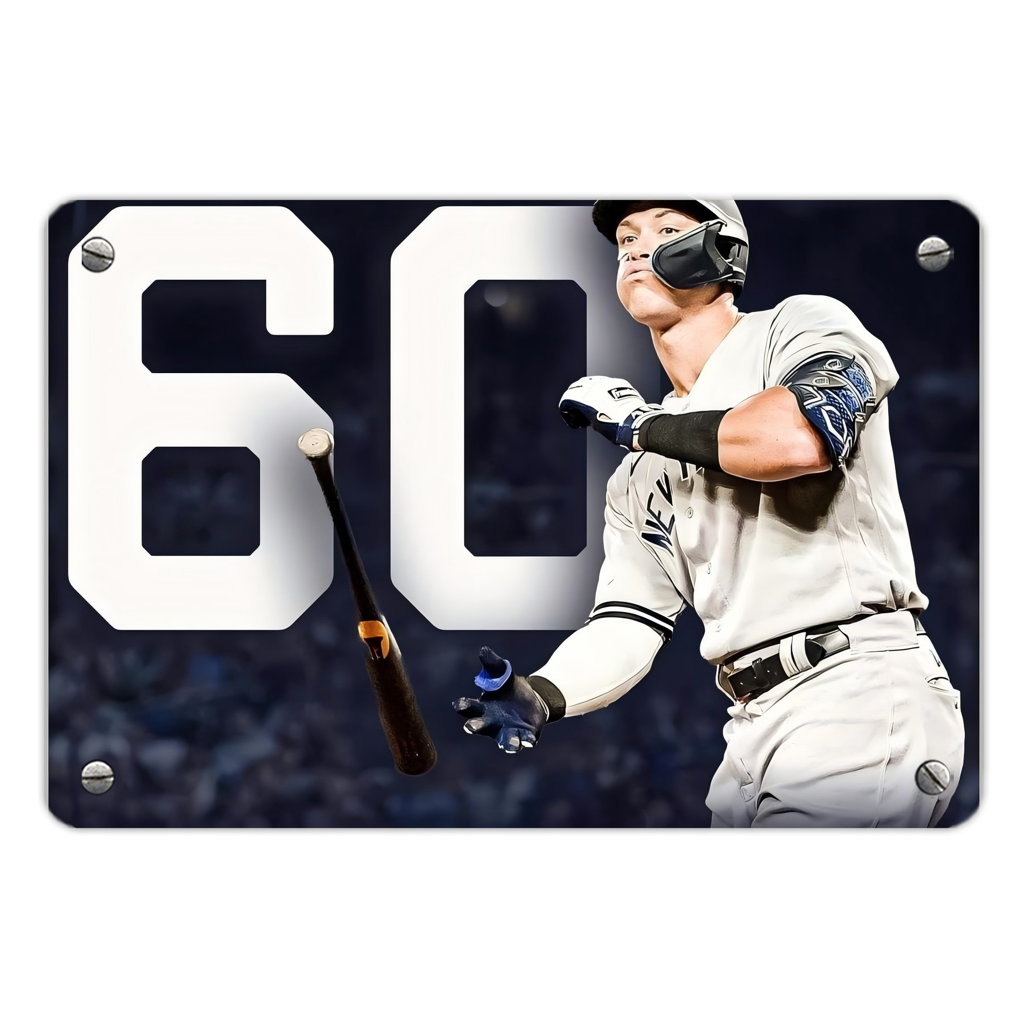 Aaron Judge 60 Home Runs 4 Metal Tin Sign 12x8inch - Premium Full-Print Decorative Wall Art, Durable Rust-Resistant Metal Plaque For Living Room, Bedroom, Kitchen, Office, Bar Décor