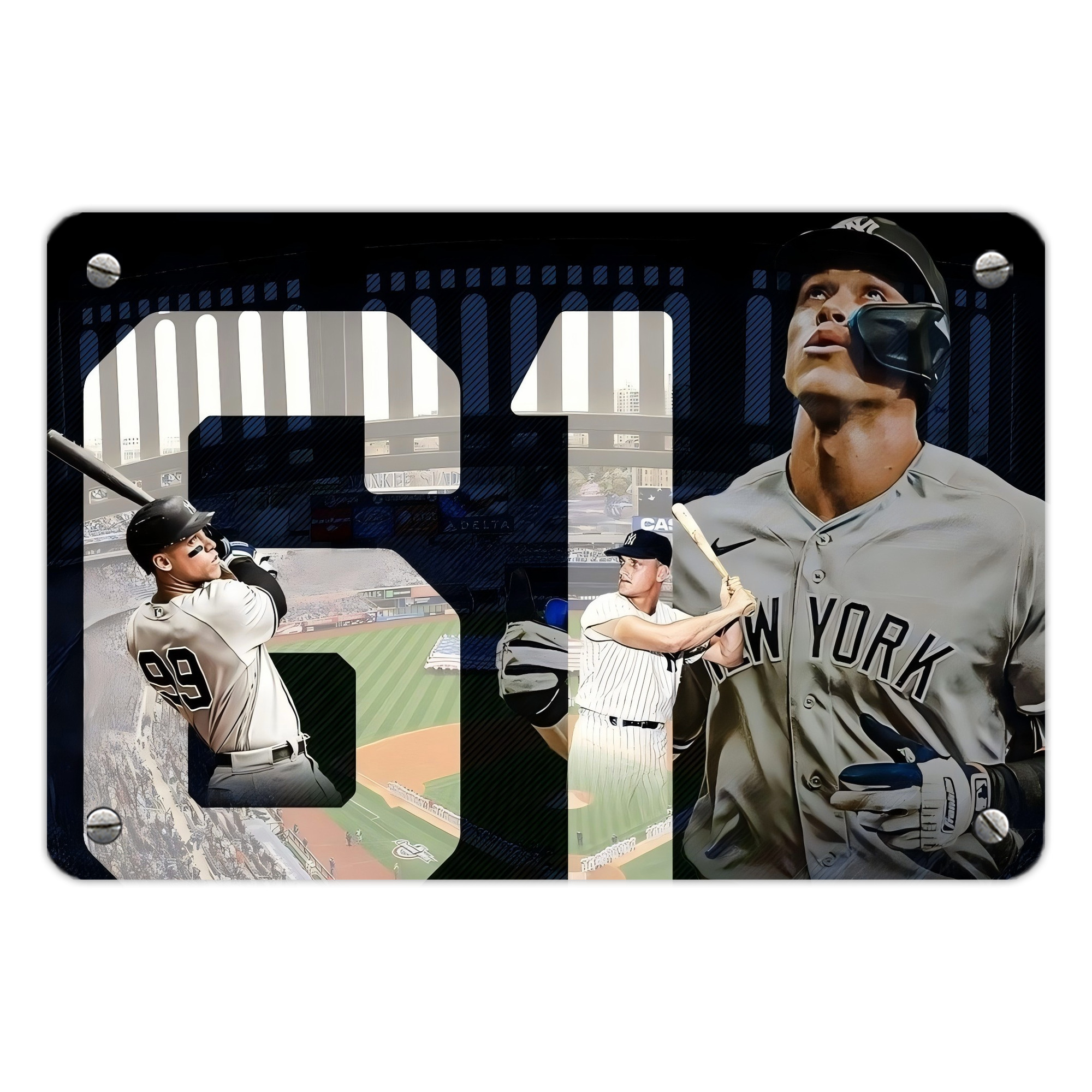 Aaron Judge 61 Home Runs 1 Metal Tin Sign 12x8inch - Premium Full-Print Decorative Wall Art, Durable Rust-Resistant Metal Plaque For Living Room, Bedroom, Kitchen, Office, Bar Décor
