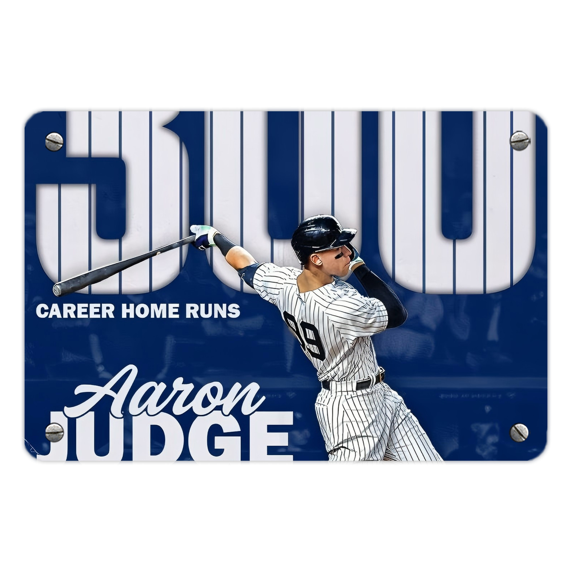 Aaron Judge 300 Home Runs Metal Tin Sign 12x8inch - Premium Full-Print Decorative Wall Art, Durable Rust-Resistant Metal Plaque For Living Room, Bedroom, Kitchen, Office, Bar Décor