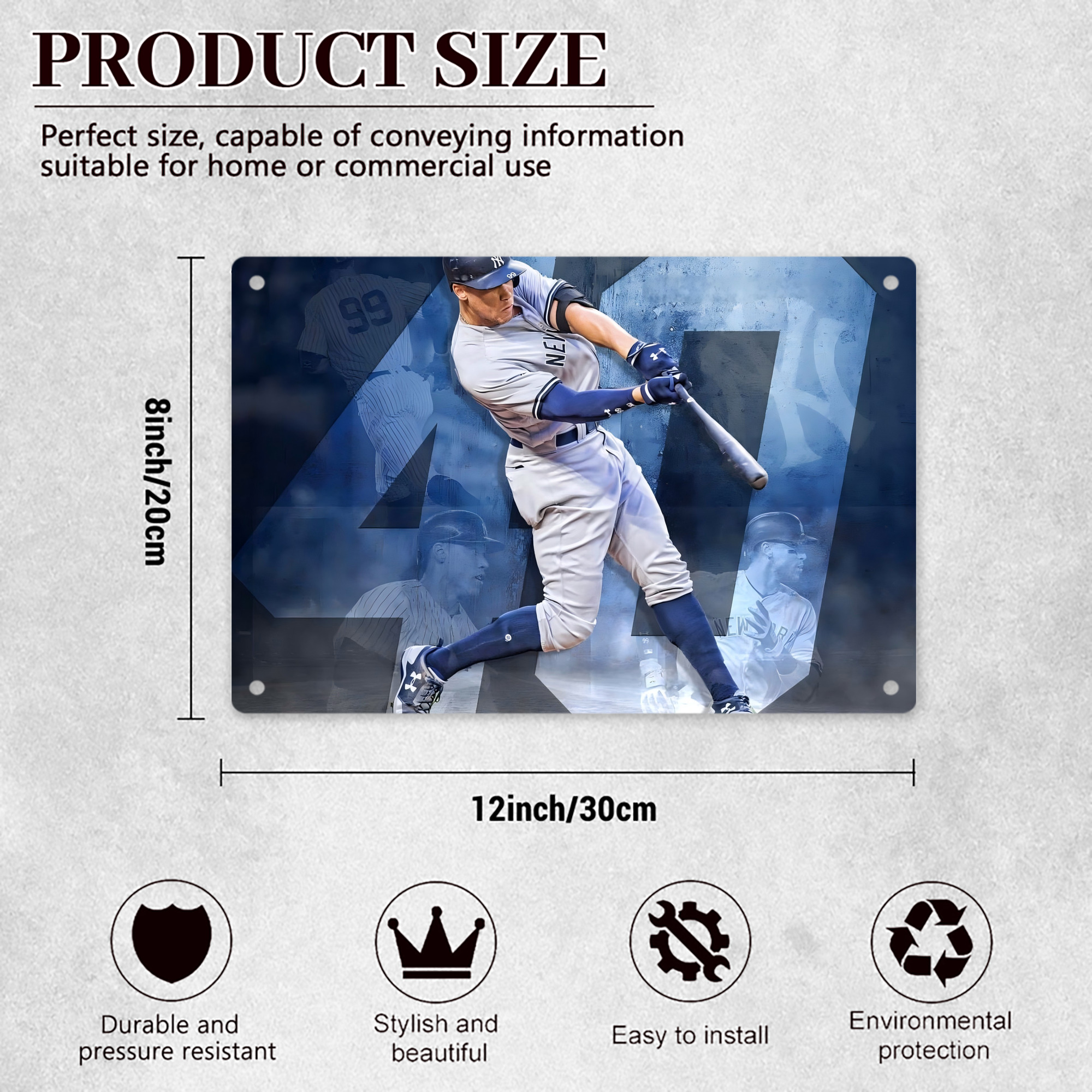 Aaron Judge 40 Home Runs 1 Decorative Aluminum Plaque – Horizontal Design – Durable, Stylish, Easy To Install – Ideal For Home, Office, Bar, And More