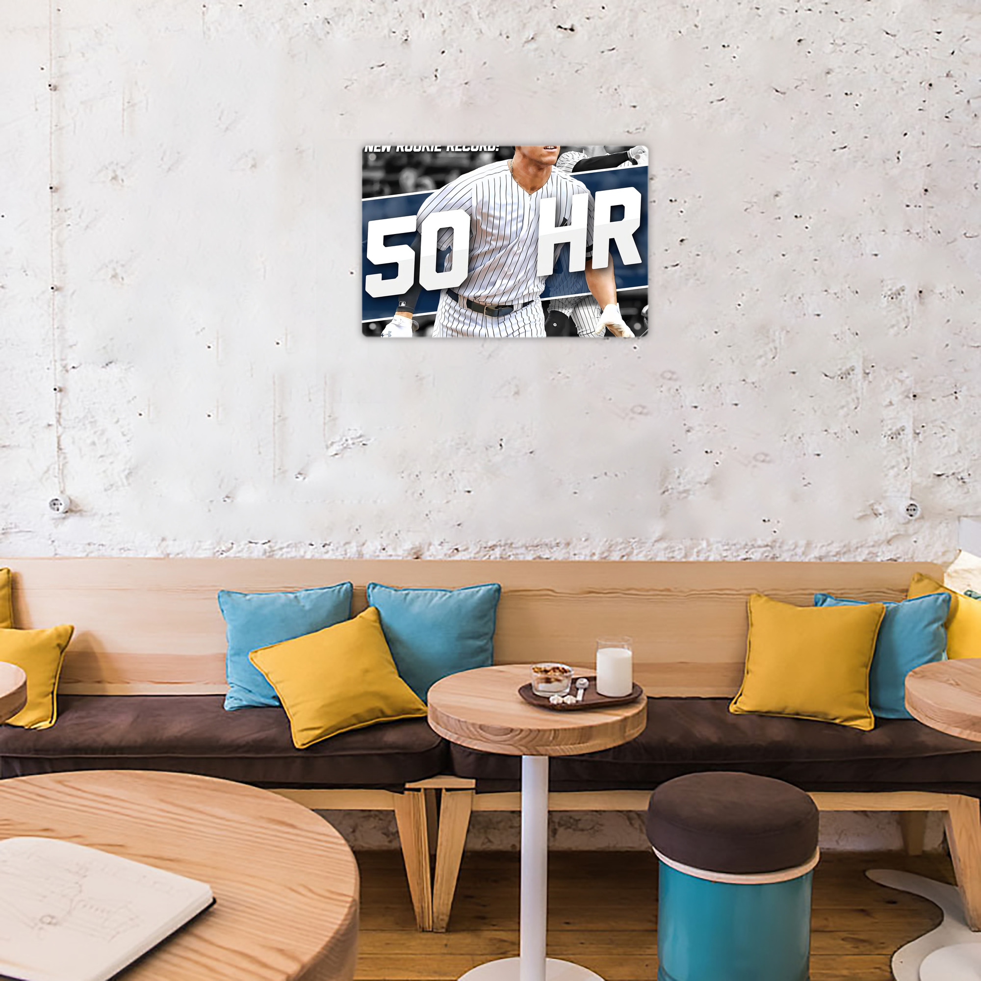 Aaron Judge 50 Home Runs 2 Decorative Aluminum Plaque – Horizontal Design – Durable, Stylish, Easy To Install – Ideal For Home, Office, Bar, And More