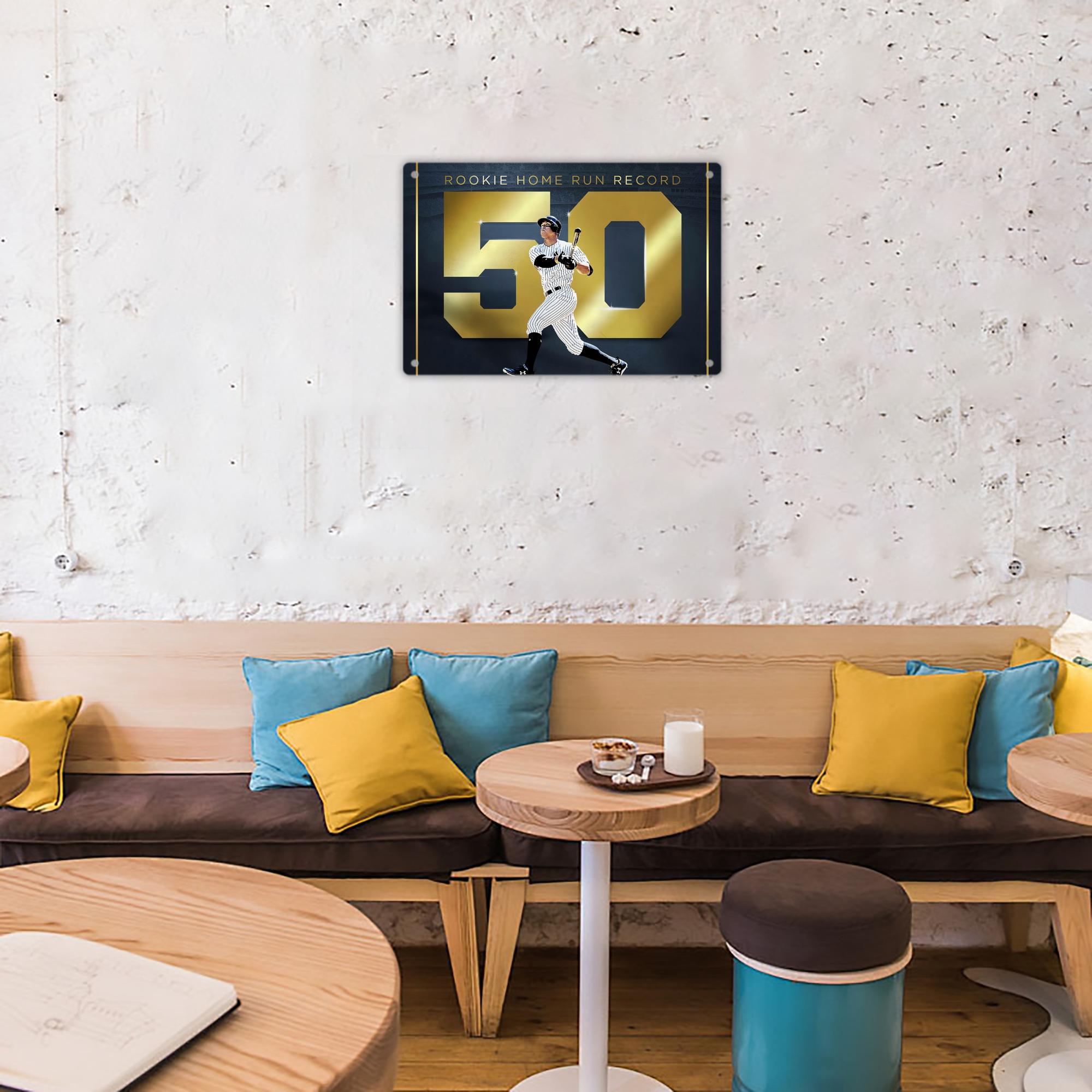 Aaron Judge 50 Home Runs 3 Decorative Aluminum Plaque – Horizontal Design – Durable, Stylish, Easy To Install – Ideal For Home, Office, Bar, And More