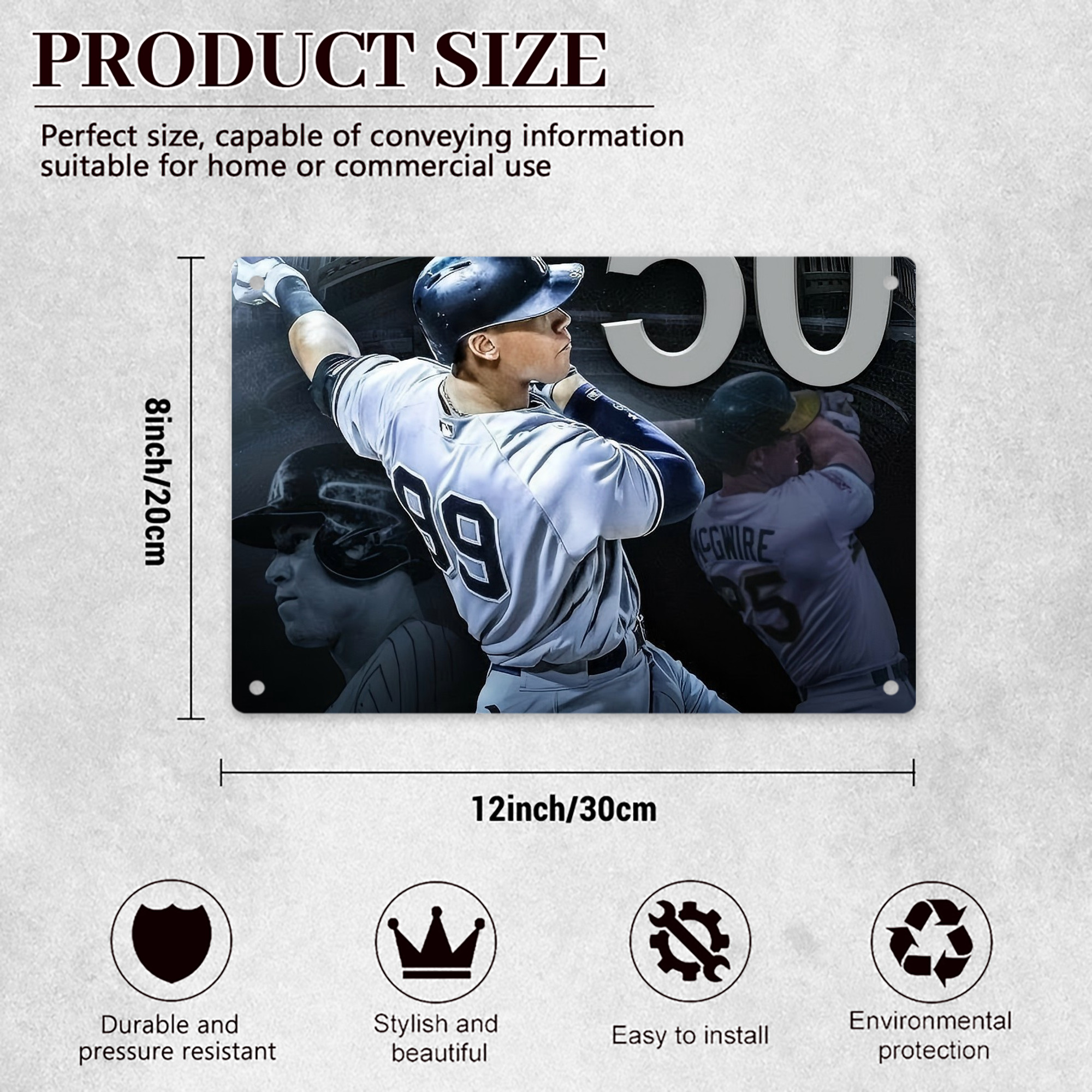 Aaron Judge 50 Home Runs 6 Decorative Aluminum Plaque – Horizontal Design – Durable, Stylish, Easy To Install – Ideal For Home, Office, Bar, And More