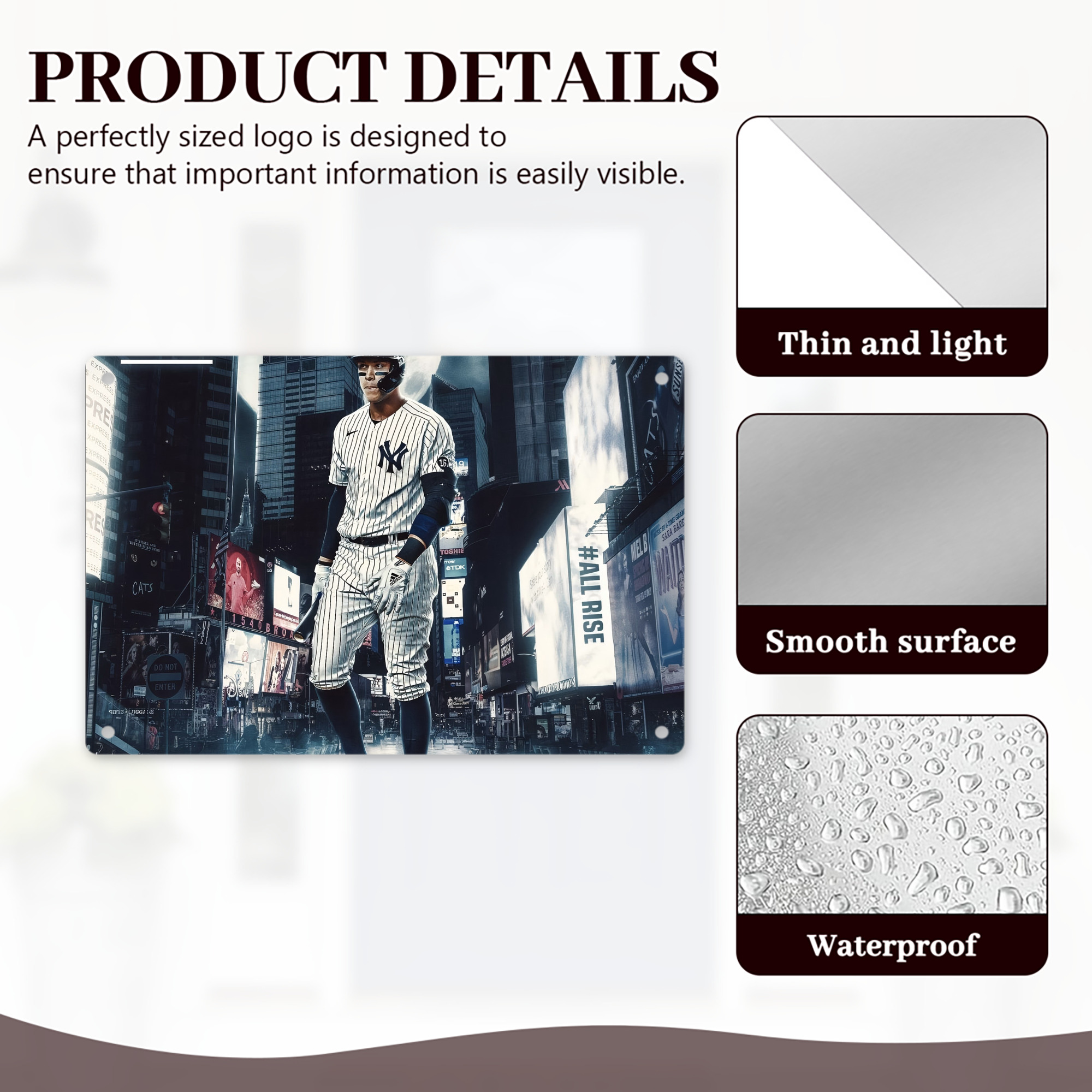 Aaron Judge 60 Home Runs 6 Decorative Aluminum Plaque – Horizontal Design – Durable, Stylish, Easy To Install – Ideal For Home, Office, Bar, And More