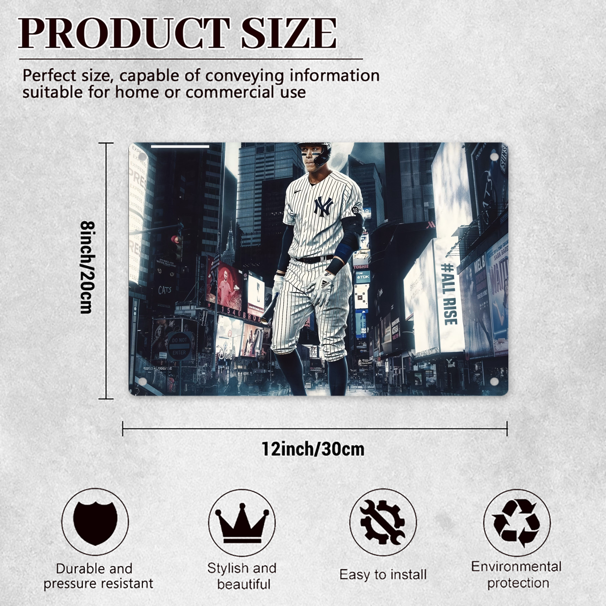 Aaron Judge 60 Home Runs 6 Decorative Aluminum Plaque – Horizontal Design – Durable, Stylish, Easy To Install – Ideal For Home, Office, Bar, And More