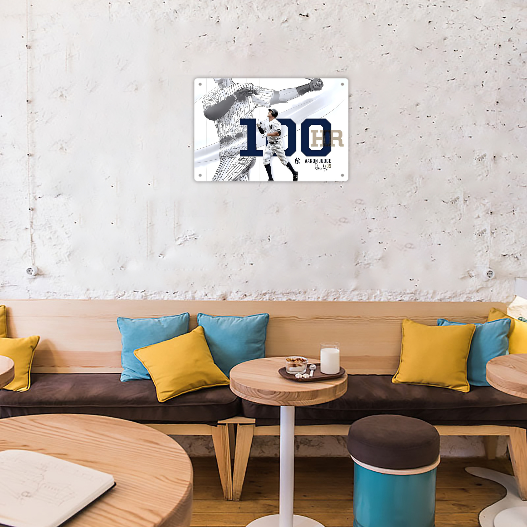 Aaron Judge 100 Home Runs Decorative Aluminum Plaque – Horizontal Design – Durable, Stylish, Easy To Install – Ideal For Home, Office, Bar, And More