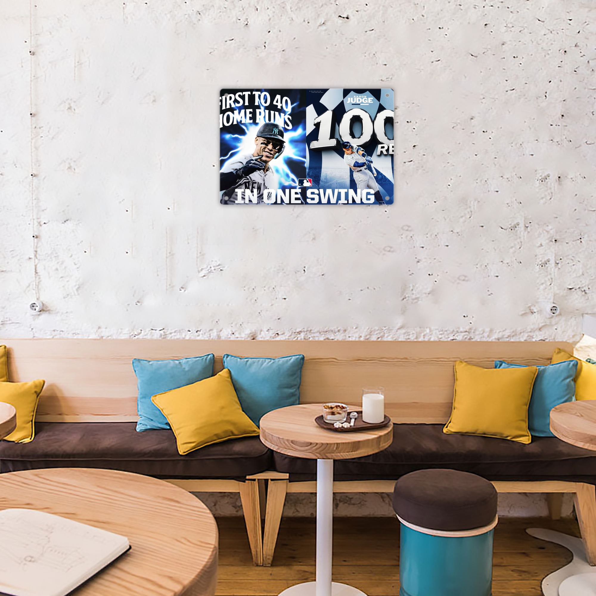 Aaron Judge First to 40 Home Runs In One Swing Decorative Aluminum Plaque – Horizontal Design – Durable, Stylish, Easy To Install – Ideal For Home, Office, Bar, And More