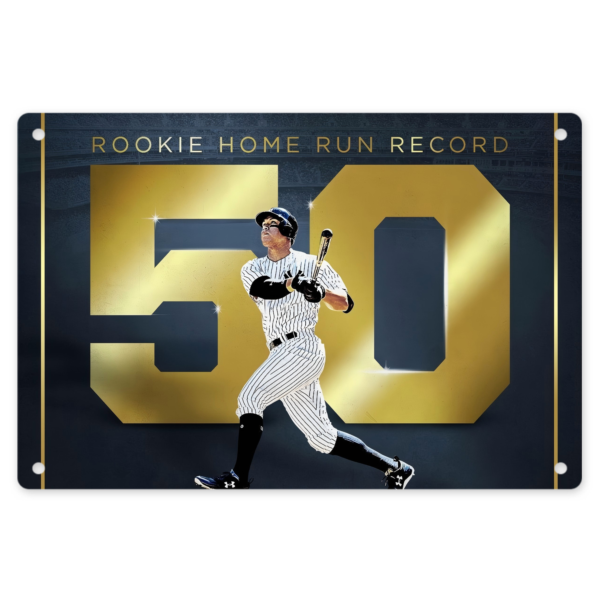 Aaron Judge 50 Home Runs 3 Decorative Aluminum Plaque – Horizontal Design – Durable, Stylish, Easy To Install – Ideal For Home, Office, Bar, And More