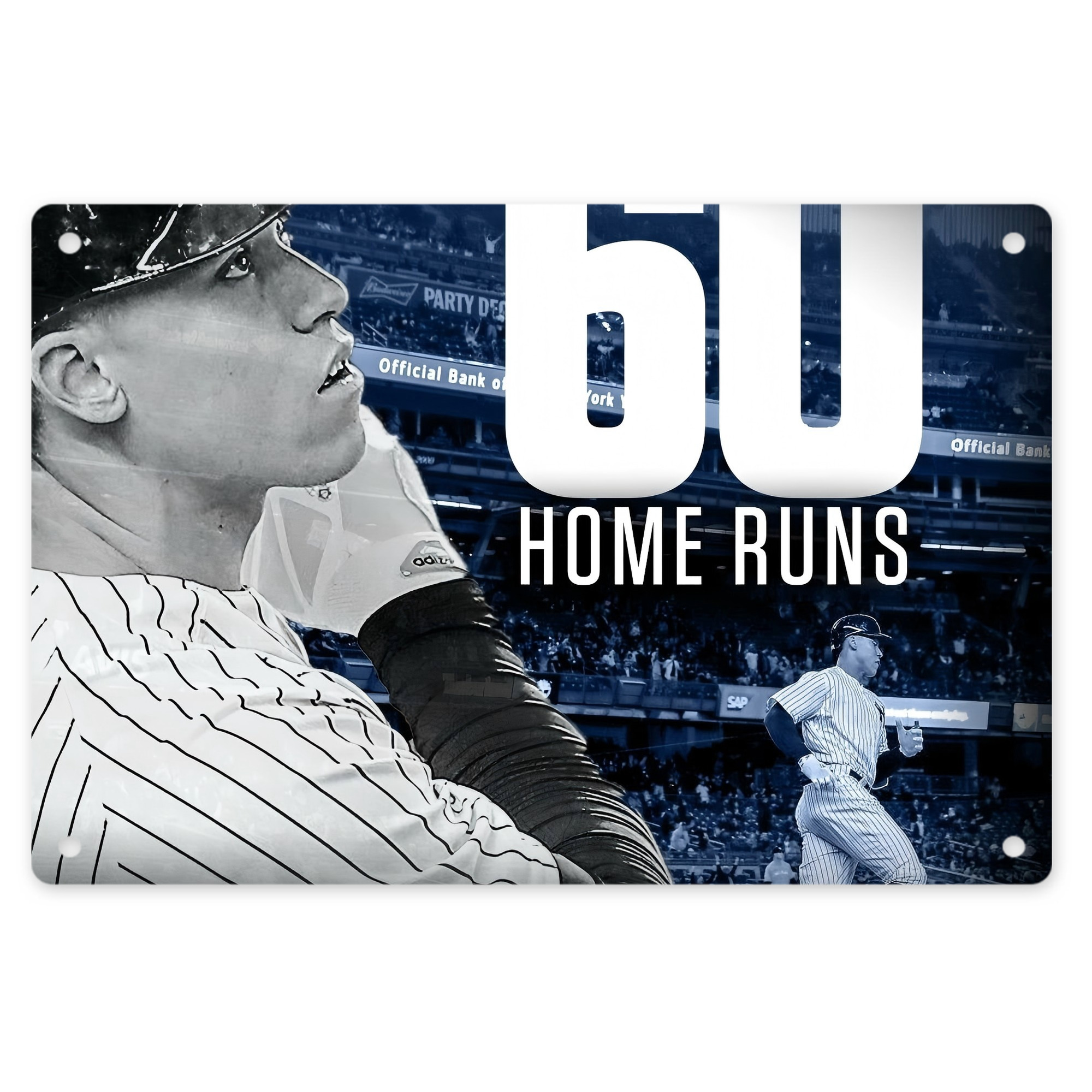 Aaron Judge 60 Home Runs 1 Decorative Aluminum Plaque – Horizontal Design – Durable, Stylish, Easy To Install – Ideal For Home, Office, Bar, And More