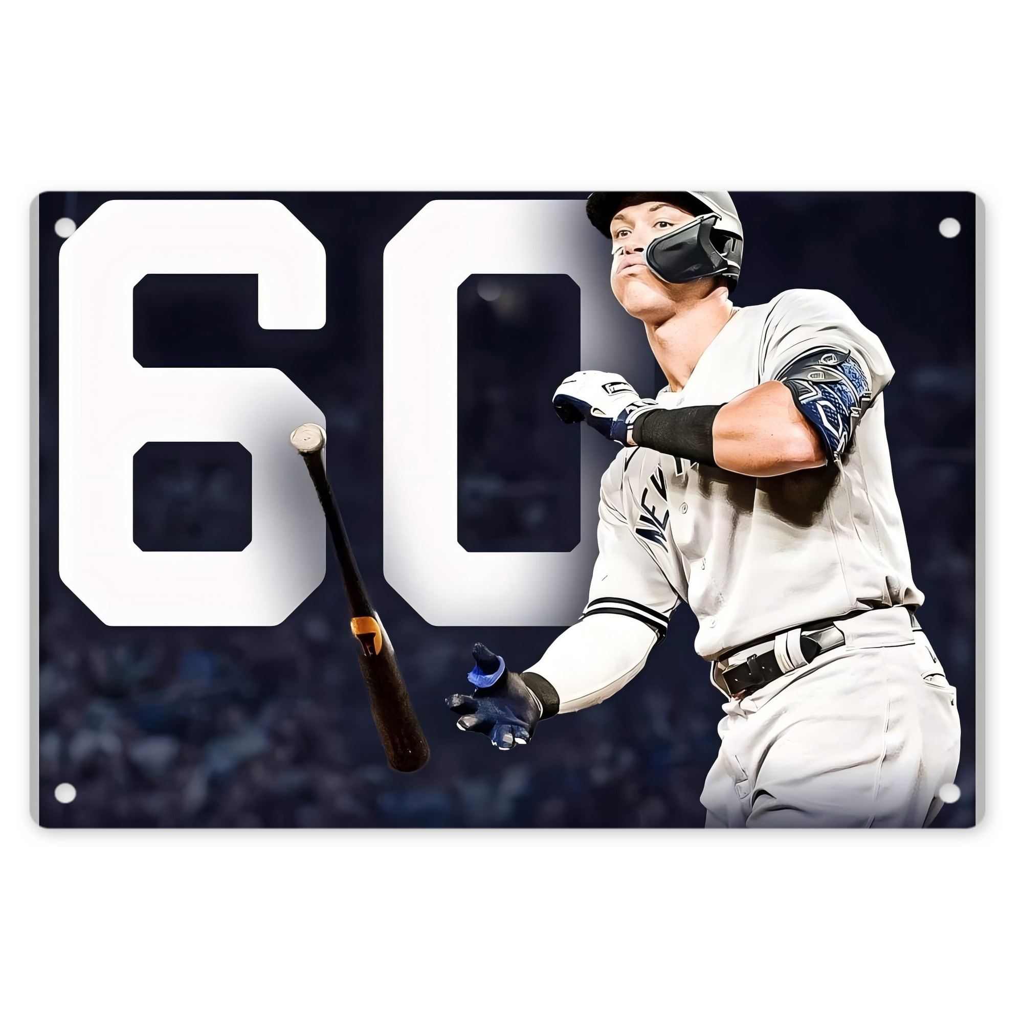 Aaron Judge 60 Home Runs 4 Decorative Aluminum Plaque – Horizontal Design – Durable, Stylish, Easy To Install – Ideal For Home, Office, Bar, And More
