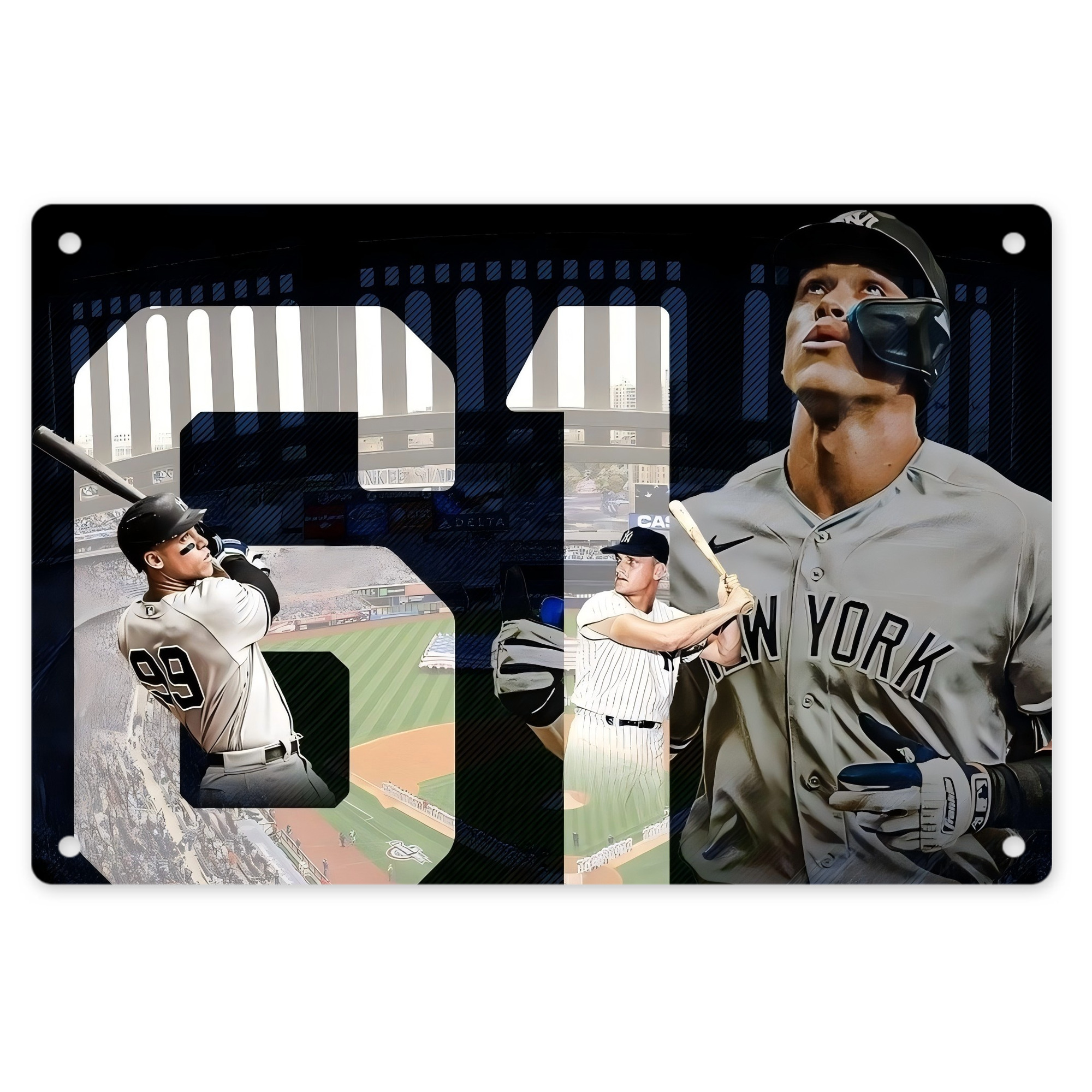 Aaron Judge 61 Home Runs 1 Decorative Aluminum Plaque – Horizontal Design – Durable, Stylish, Easy To Install – Ideal For Home, Office, Bar, And More