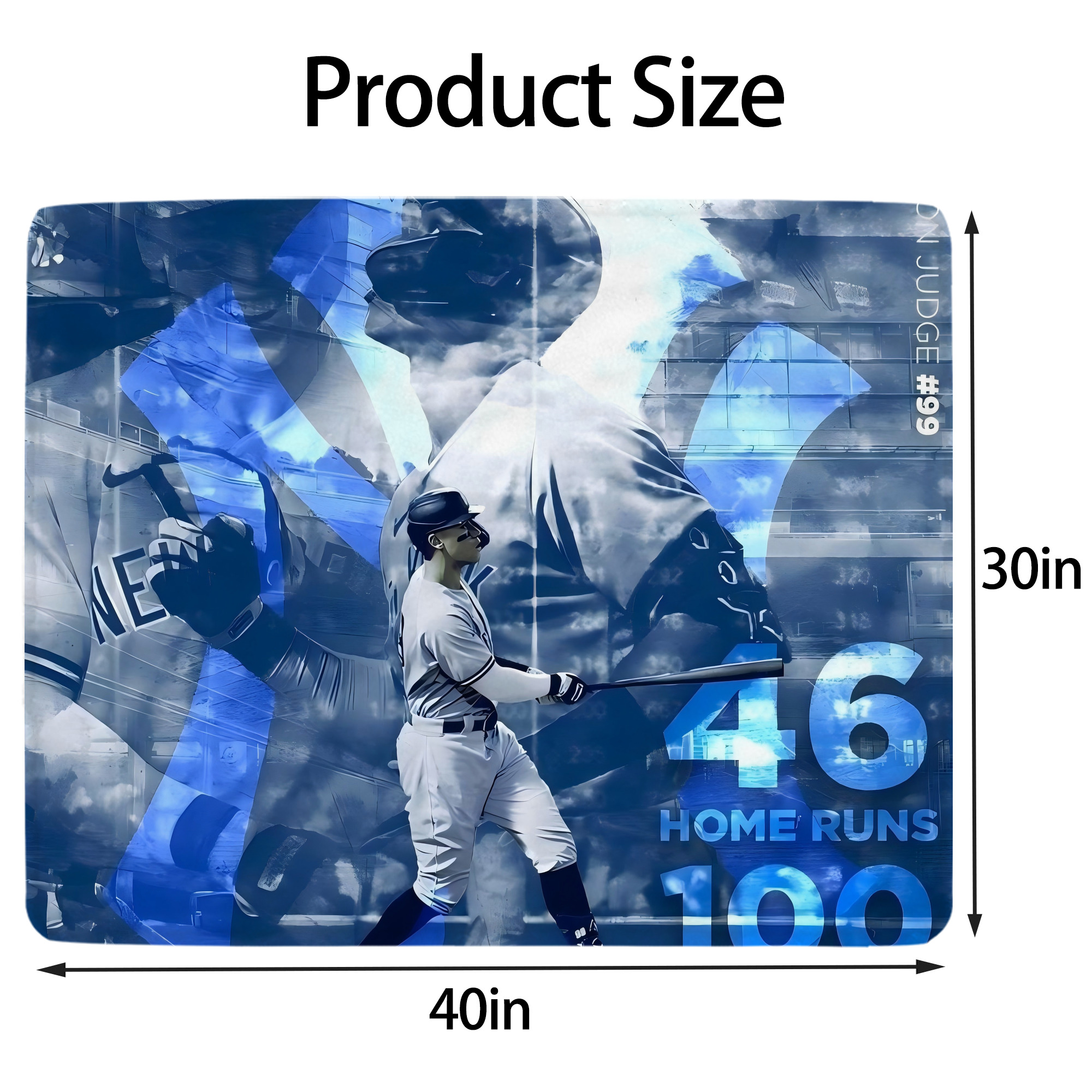 Aaron Judge 46 Home Runs Soft Plush Fleece Blanket 30x40 Inch - 300GSM Flannel, Ultra Soft & Warm, Lightweight & Durable, Perfect For Kids, Adults, Couch, Bed, Camping, Travel, Gift For Family & Friends