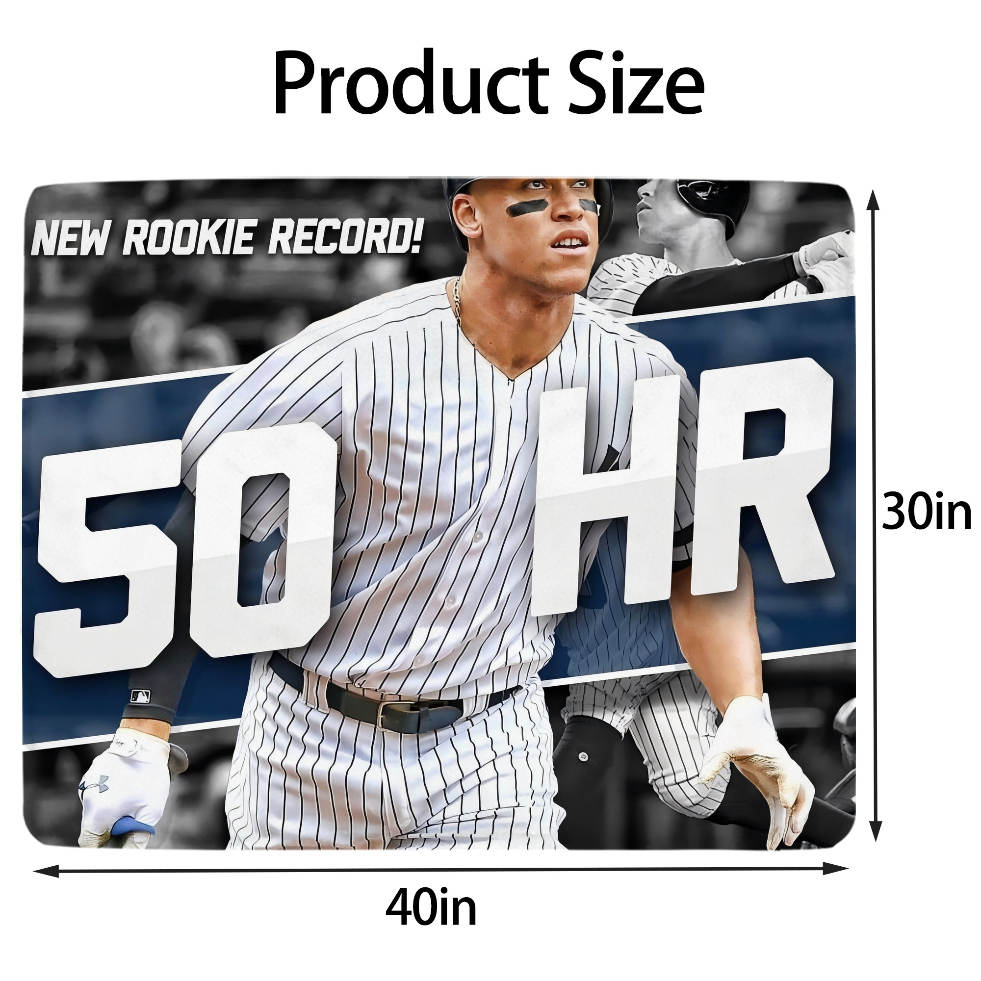 Aaron Judge 50 Home Runs 2 Soft Plush Fleece Blanket 30x40 Inch - 300GSM Flannel, Ultra Soft & Warm, Lightweight & Durable, Perfect For Kids, Adults, Couch, Bed, Camping, Travel, Gift For Family & Friends