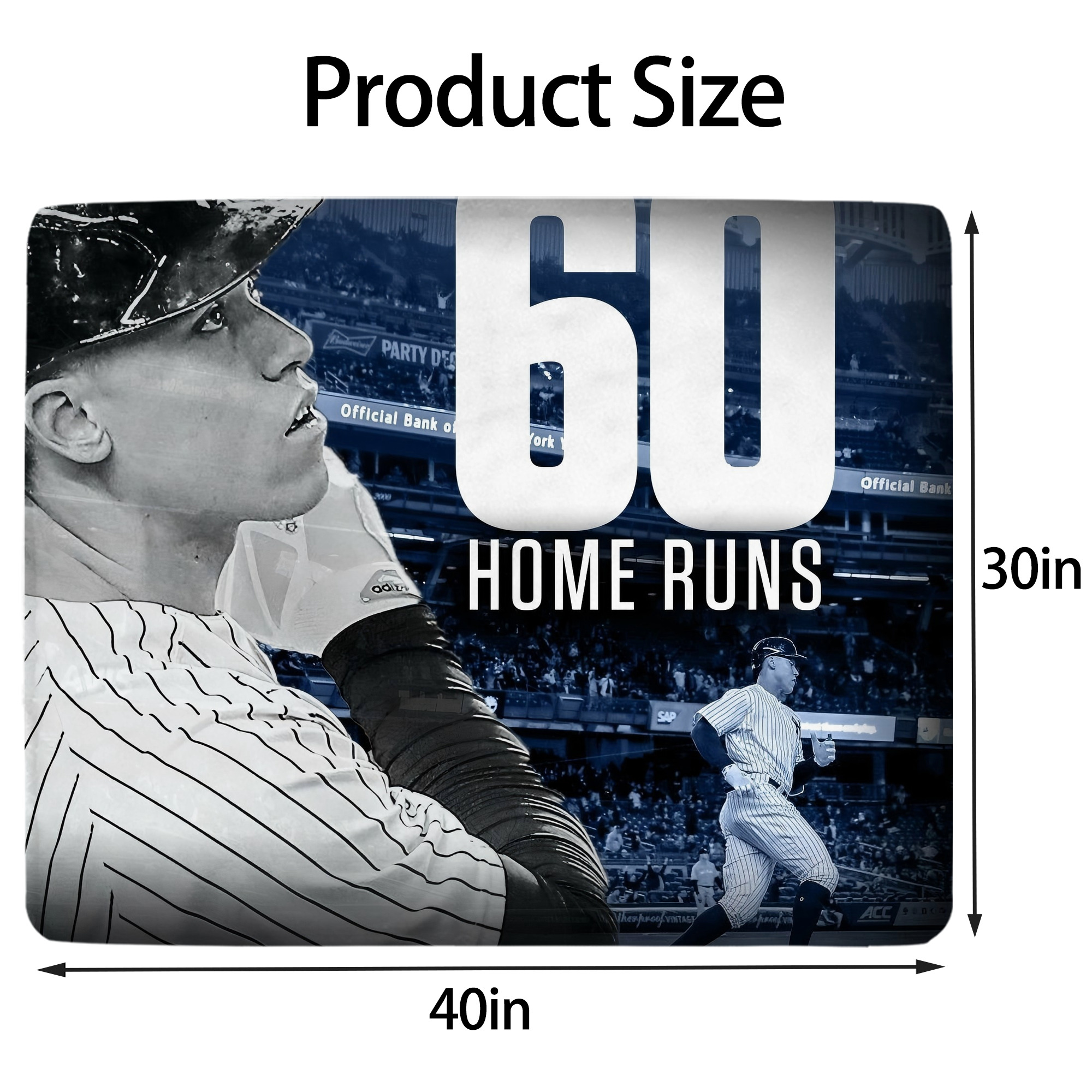 Aaron Judge 60 Home Runs 1 Soft Plush Fleece Blanket 30x40 Inch - 300GSM Flannel, Ultra Soft & Warm, Lightweight & Durable, Perfect For Kids, Adults, Couch, Bed, Camping, Travel, Gift For Family & Friends