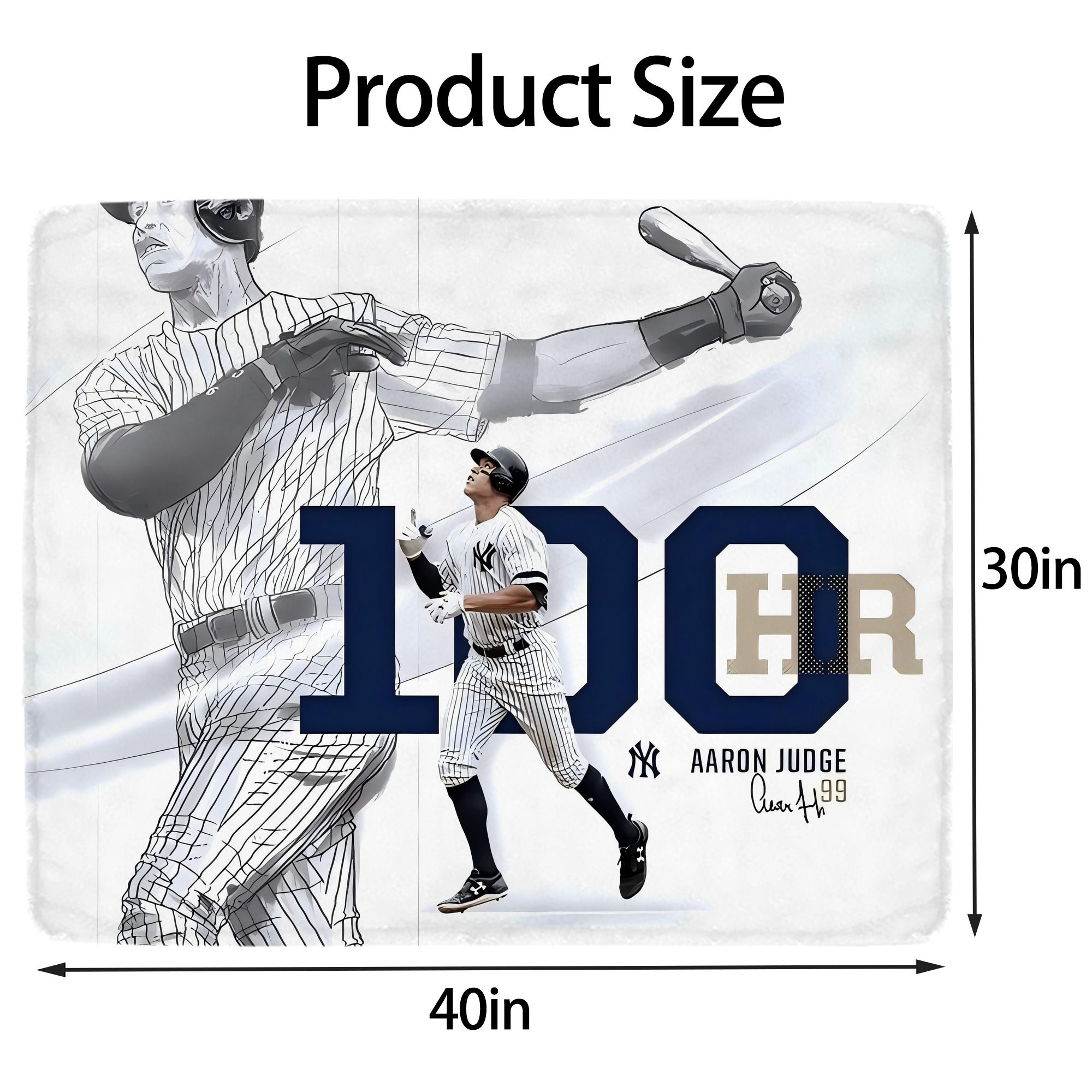 Aaron Judge 100 Home Runs Soft Plush Fleece Blanket 30x40 Inch - 300GSM Flannel, Ultra Soft & Warm, Lightweight & Durable, Perfect For Kids, Adults, Couch, Bed, Camping, Travel, Gift For Family & Friends