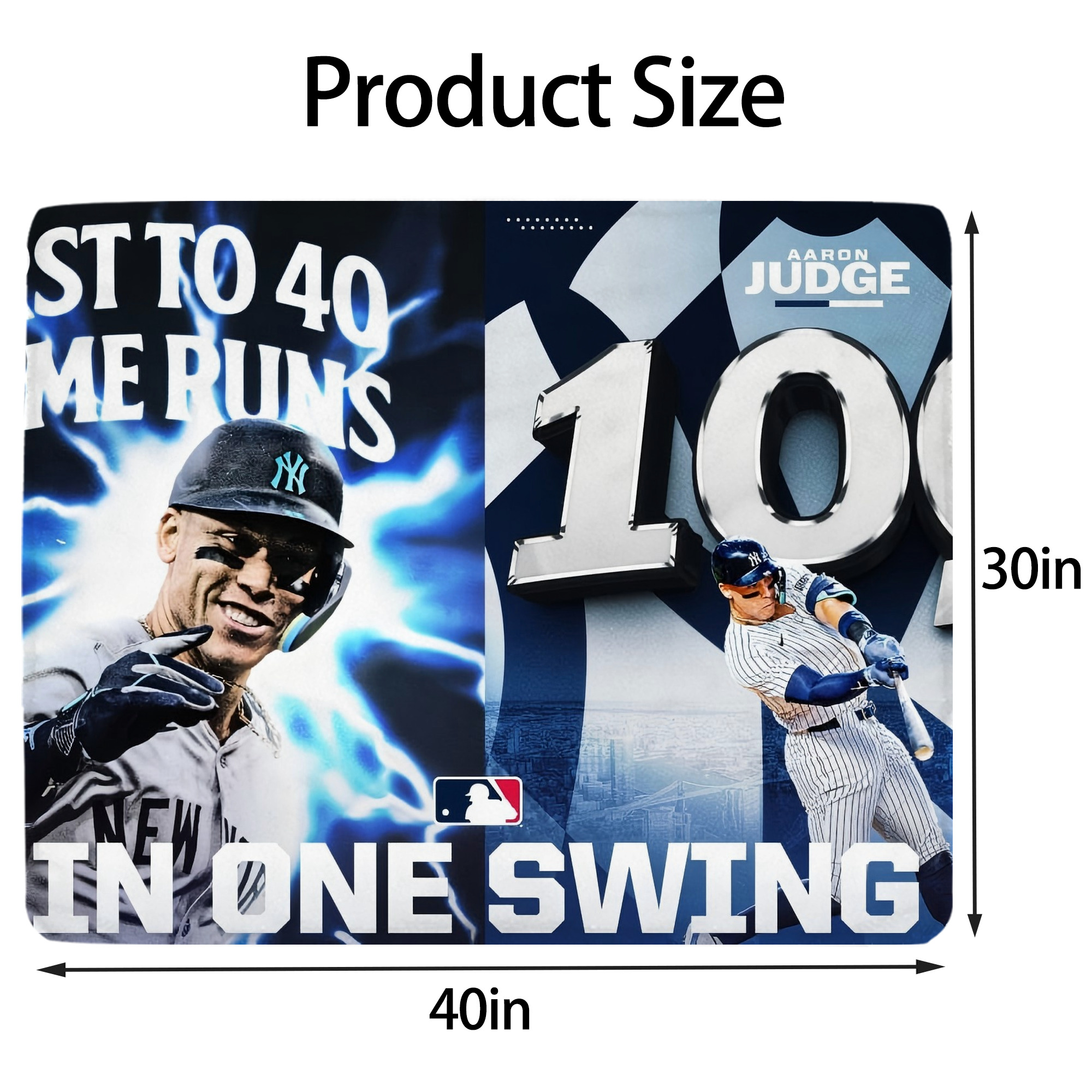 Aaron Judge First to 40 Home Runs In One Swing Soft Plush Fleece Blanket 30x40 Inch - 300GSM Flannel, Ultra Soft & Warm, Lightweight & Durable, Perfect For Kids, Adults, Couch, Bed, Camping, Travel, Gift For Family & Friends