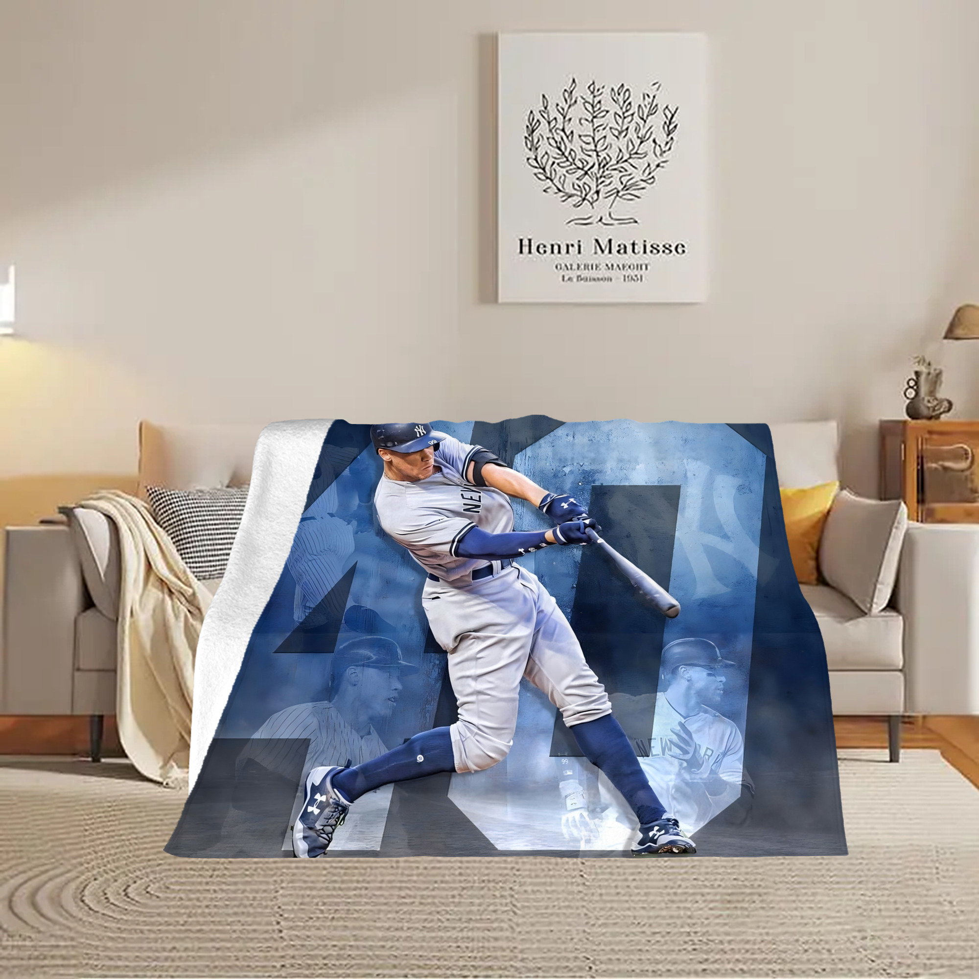 Aaron Judge 40 Home Runs 1 Soft Plush Fleece Blanket 30x40 Inch - 300GSM Flannel, Ultra Soft & Warm, Lightweight & Durable, Perfect For Kids, Adults, Couch, Bed, Camping, Travel, Gift For Family & Friends