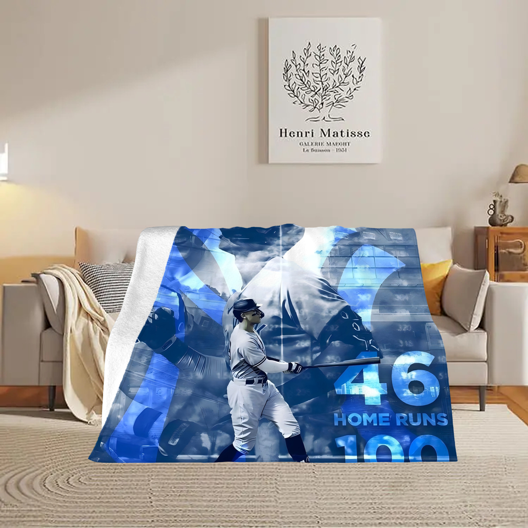 Aaron Judge 46 Home Runs Soft Plush Fleece Blanket 30x40 Inch - 300GSM Flannel, Ultra Soft & Warm, Lightweight & Durable, Perfect For Kids, Adults, Couch, Bed, Camping, Travel, Gift For Family & Friends