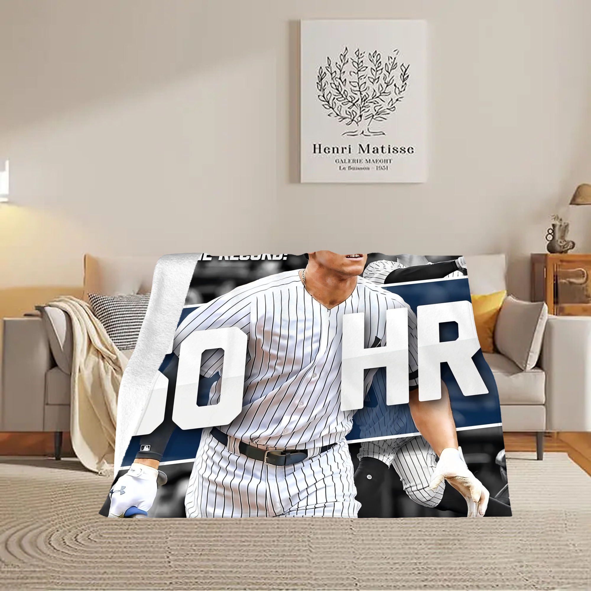 Aaron Judge 50 Home Runs 2 Soft Plush Fleece Blanket 30x40 Inch - 300GSM Flannel, Ultra Soft & Warm, Lightweight & Durable, Perfect For Kids, Adults, Couch, Bed, Camping, Travel, Gift For Family & Friends