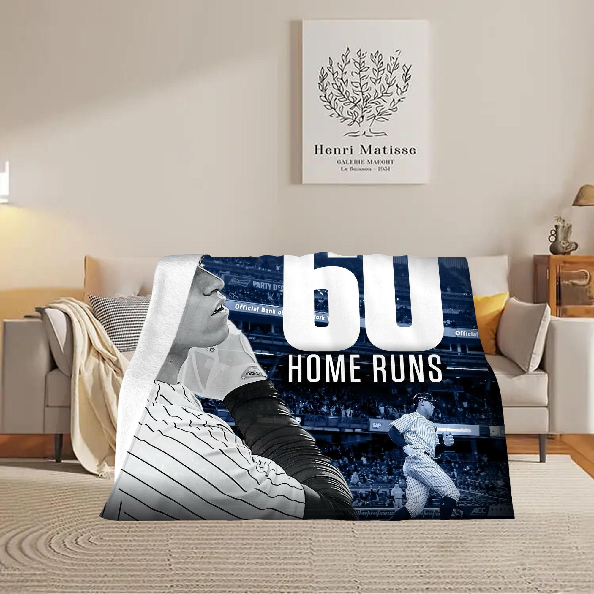 Aaron Judge 60 Home Runs 1 Soft Plush Fleece Blanket 30x40 Inch - 300GSM Flannel, Ultra Soft & Warm, Lightweight & Durable, Perfect For Kids, Adults, Couch, Bed, Camping, Travel, Gift For Family & Friends