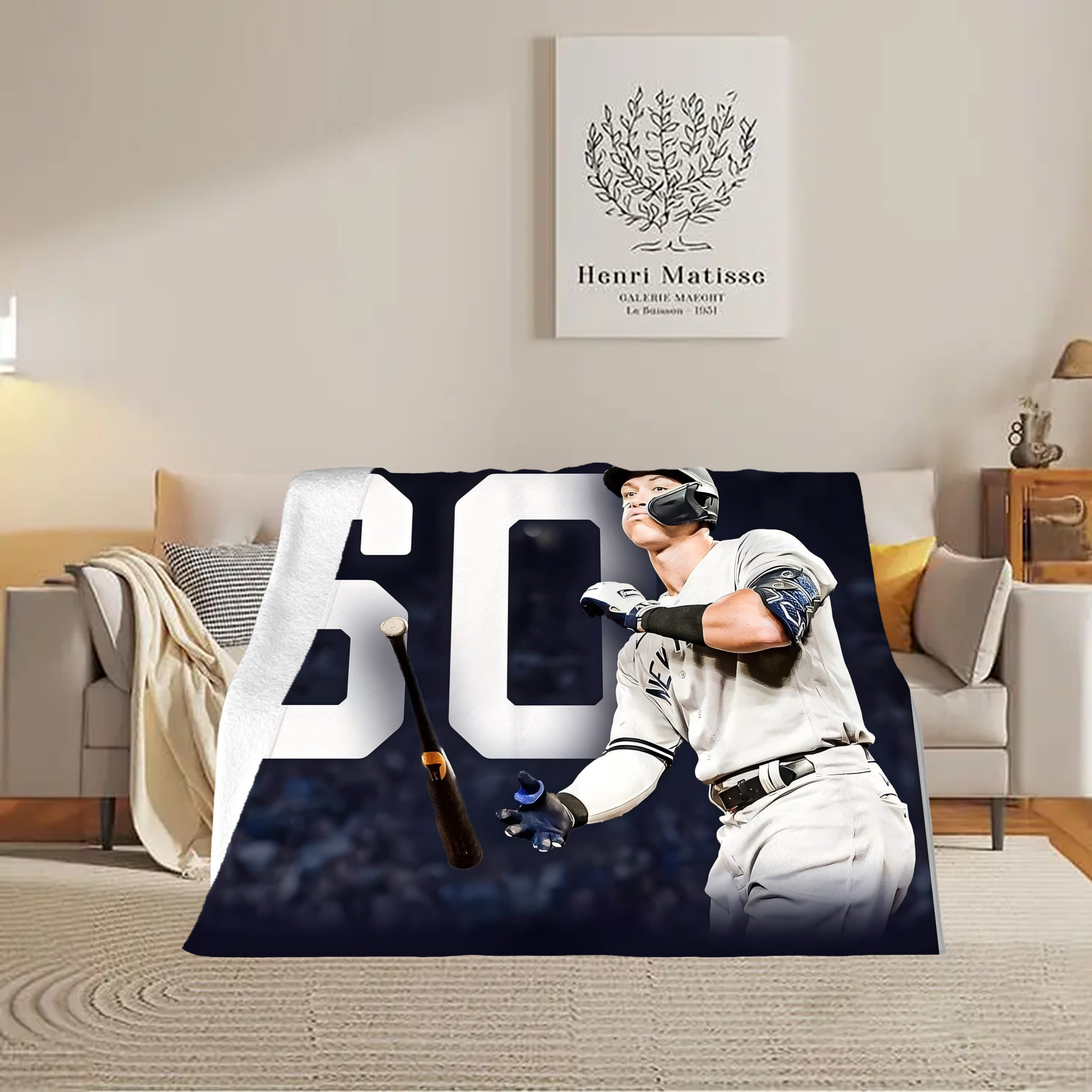 Aaron Judge 60 Home Runs 4 Soft Plush Fleece Blanket 30x40 Inch - 300GSM Flannel, Ultra Soft & Warm, Lightweight & Durable, Perfect For Kids, Adults, Couch, Bed, Camping, Travel, Gift For Family & Friends
