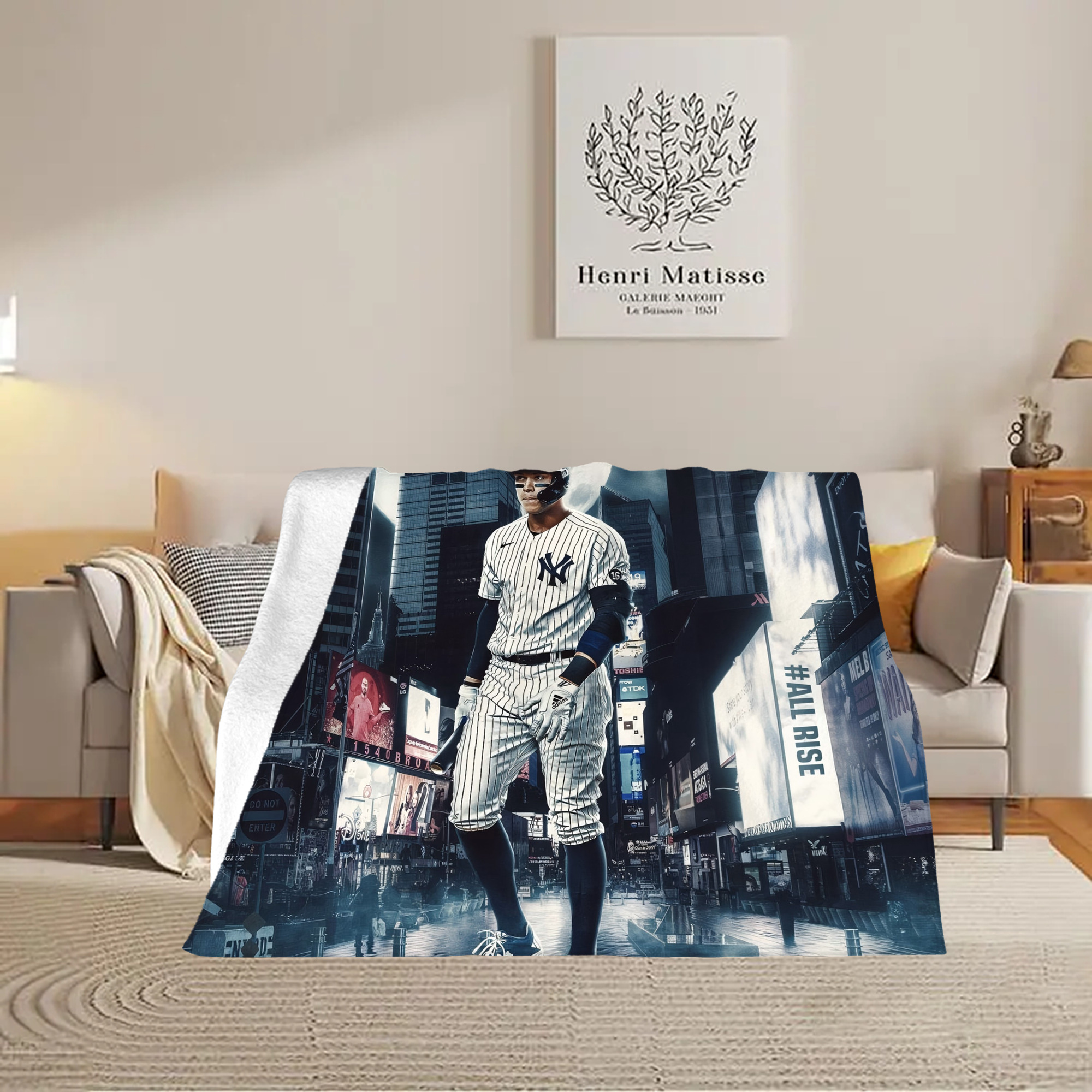 Aaron Judge 60 Home Runs 6 Soft Plush Fleece Blanket 30x40 Inch - 300GSM Flannel, Ultra Soft & Warm, Lightweight & Durable, Perfect For Kids, Adults, Couch, Bed, Camping, Travel, Gift For Family & Friends