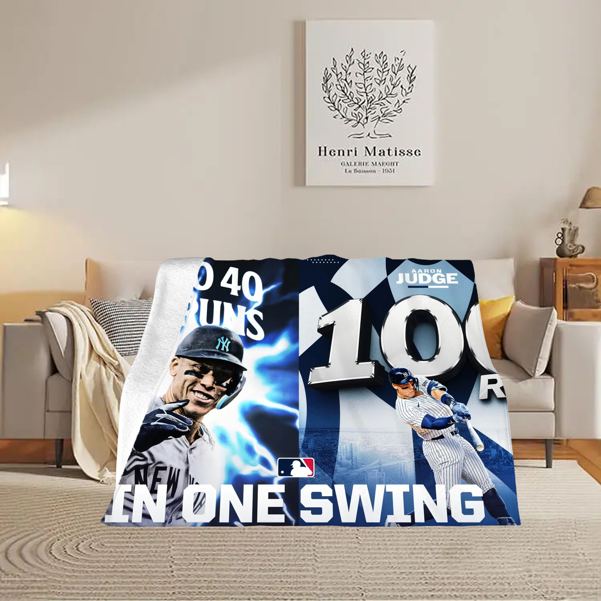 Aaron Judge First to 40 Home Runs In One Swing Soft Plush Fleece Blanket 30x40 Inch - 300GSM Flannel, Ultra Soft & Warm, Lightweight & Durable, Perfect For Kids, Adults, Couch, Bed, Camping, Travel, Gift For Family & Friends