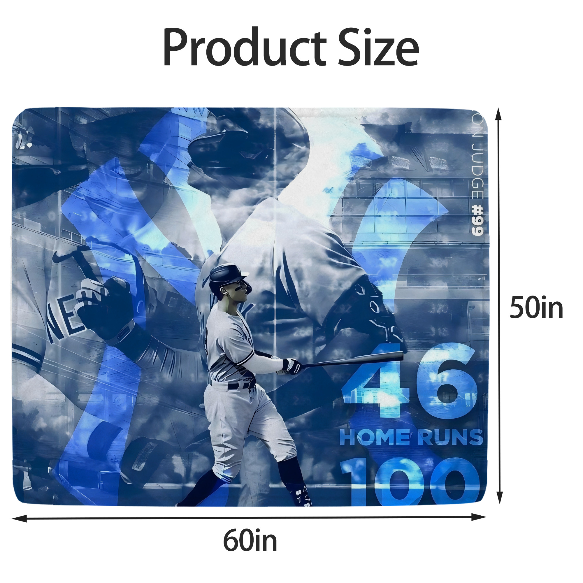 Aaron Judge 46 Home Runs Soft Fleece Throw Blanket 50 X 60 Inch – Super Soft, Lightweight, And Durable – Perfect For Sofa, Bed, Camping, And More – Ideal Gift For Family And Friends