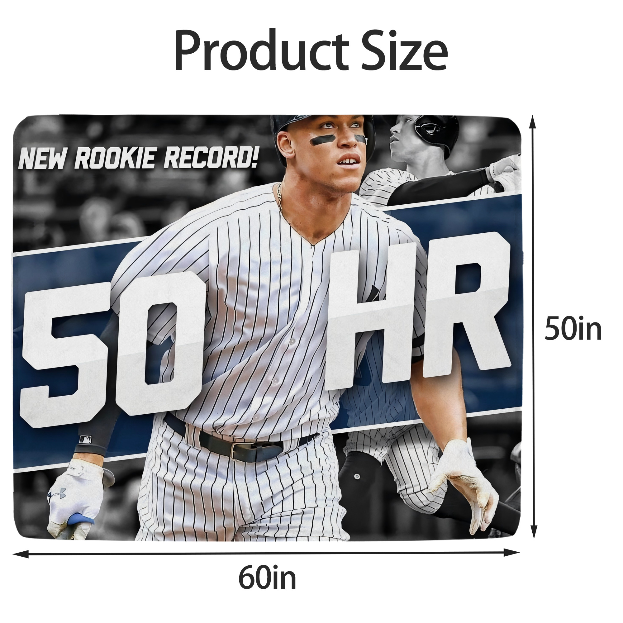 Aaron Judge 50 Home Runs 2 Soft Fleece Throw Blanket 50 X 60 Inch – Super Soft, Lightweight, And Durable – Perfect For Sofa, Bed, Camping, And More – Ideal Gift For Family And Friends