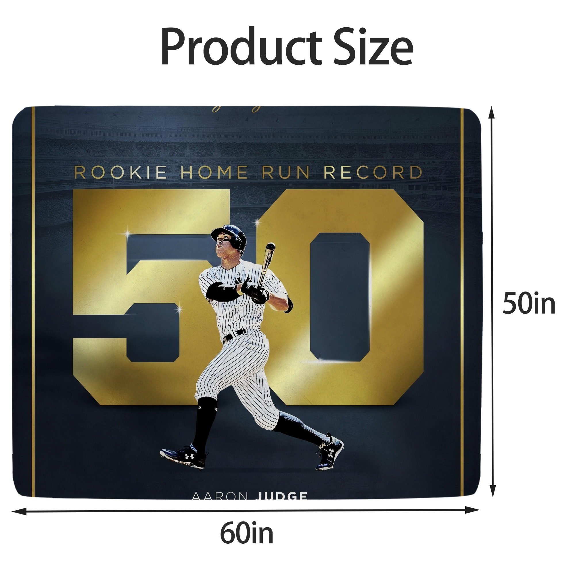 Aaron Judge 50 Home Runs 3 Soft Fleece Throw Blanket 50 X 60 Inch – Super Soft, Lightweight, And Durable – Perfect For Sofa, Bed, Camping, And More – Ideal Gift For Family And Friends
